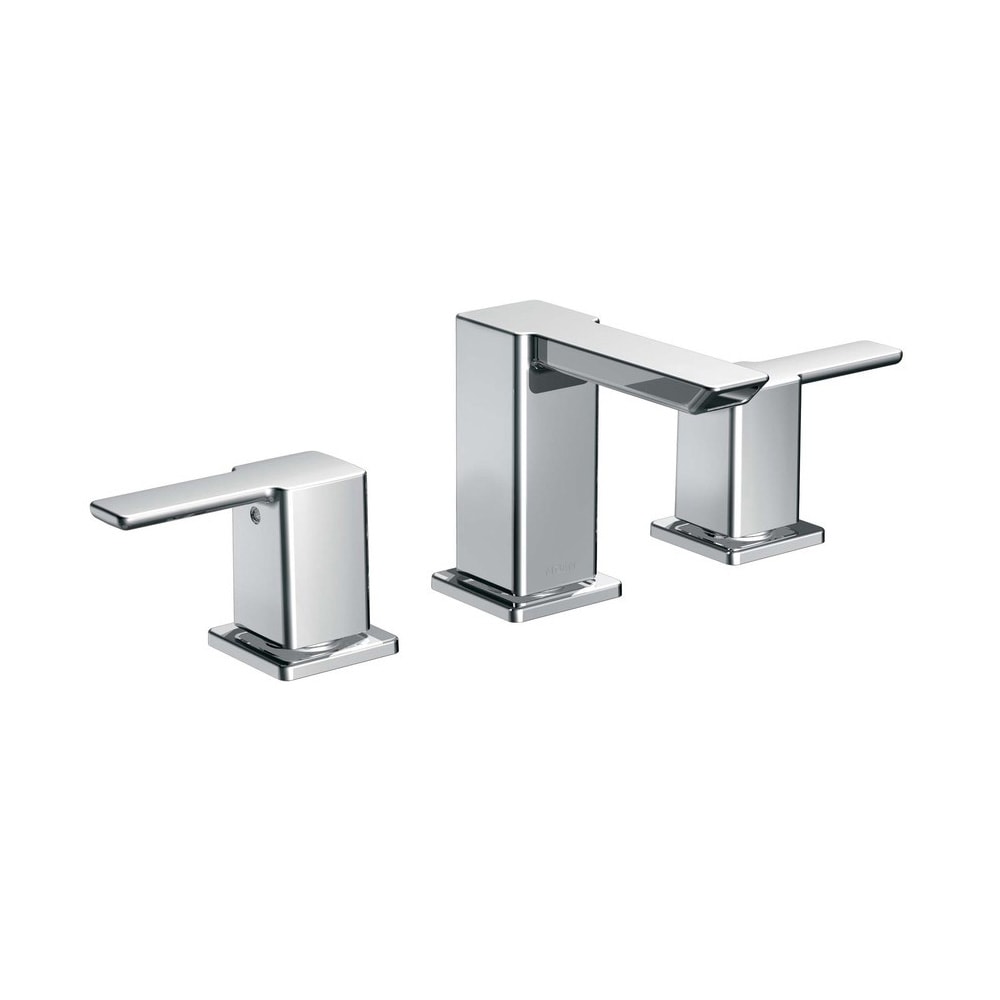 Moen TS6720 90 Degree Chrome Widespread 2-Handle WaterSense Bathroom Sink Faucet with Drain