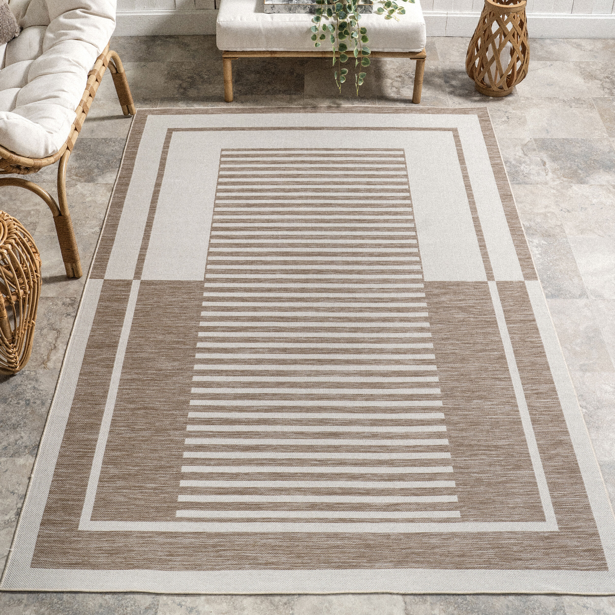 nuLOOM Caoimhe Geometric Indoor/Outdoor 9ft. x 12ft. Beige Area Rug in ...