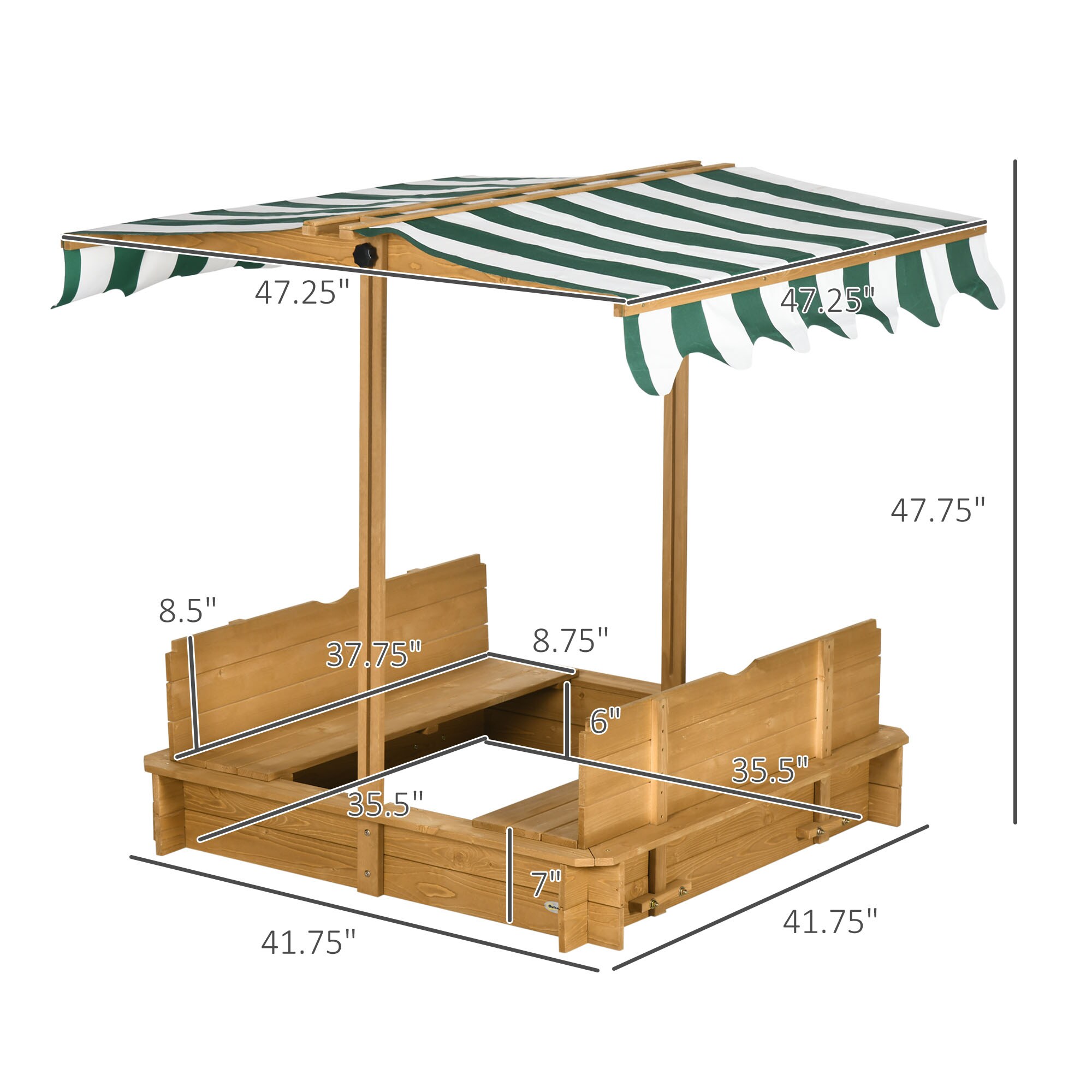 Runesay CY17 41.8-Inches x 41.8-Inches Brown Square Composite Sandbox
