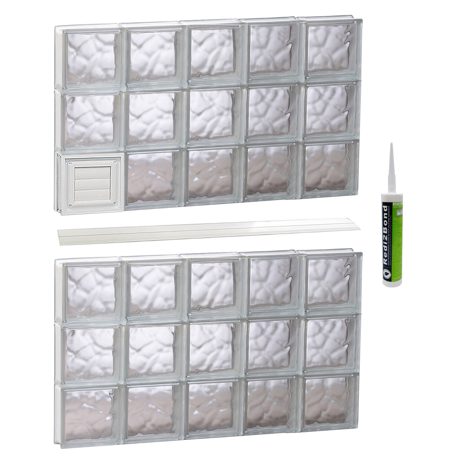 REDI2SET D4048DC Wavy Glass Frameless Replacement Dryer vent Glass Block Window