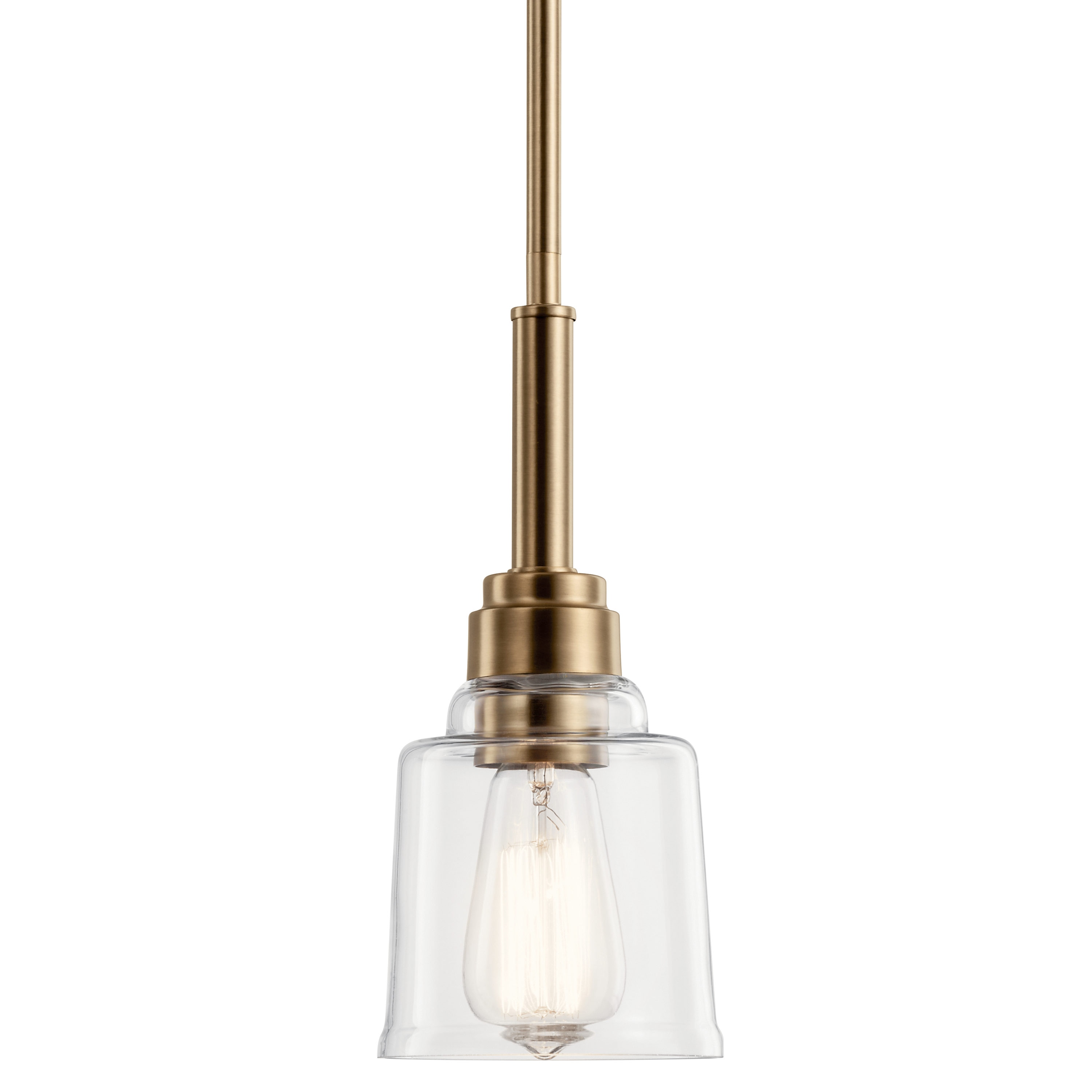 Aivian 5" Mini Pendant Light in Weathered Brass with Clear Glass