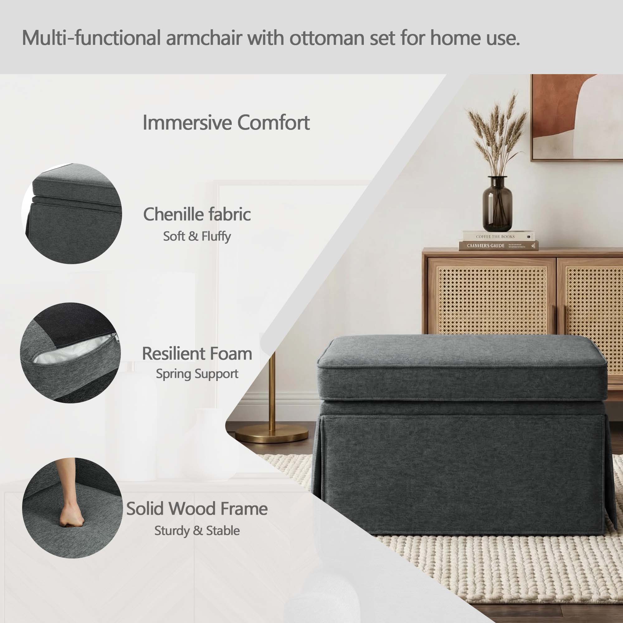 Dreamsidea LS-CH0073S-C-GRAY-OT Indoor-Ottomans - View #10