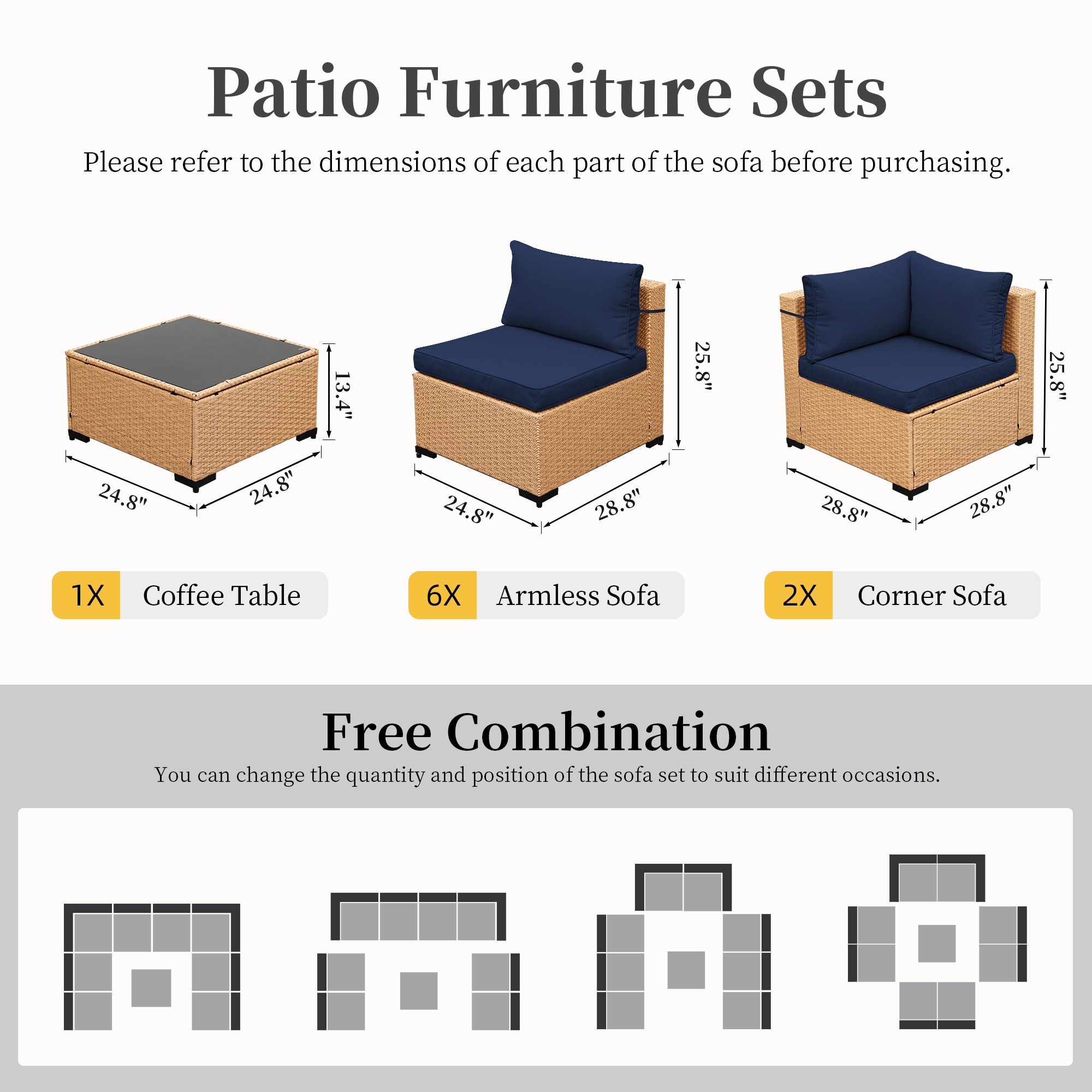UPHA TBBE-AB2C-NAVYBLUE Patio-Conversation-Sets - View #8