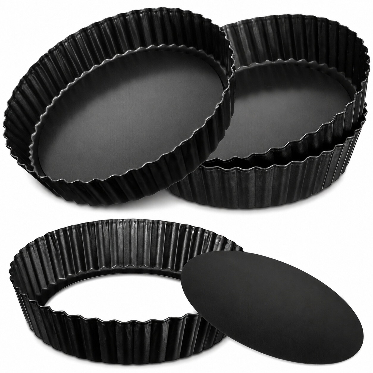 Aoibox 3 Pack 9 45 In Carbon Steel Nonstick Tart Pan with Removable Bottom for Quiche Pie and Cheesecake Inch #LABNYV9Y