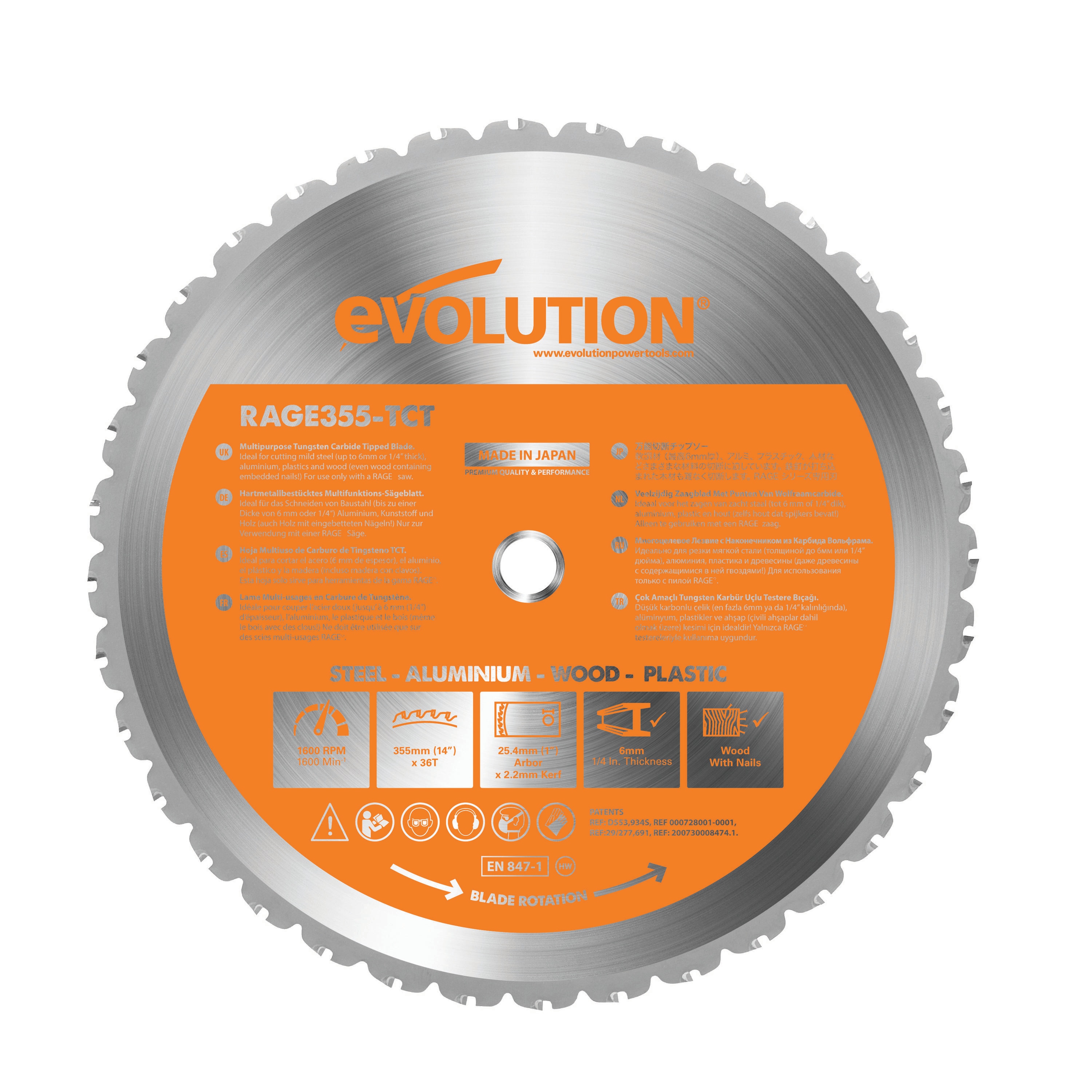 Evolution 14-in 36-Tooth Rough Finish Tungsten Carbide-tipped Steel Chop  Saw Blade in the Circular Saw Blades department at