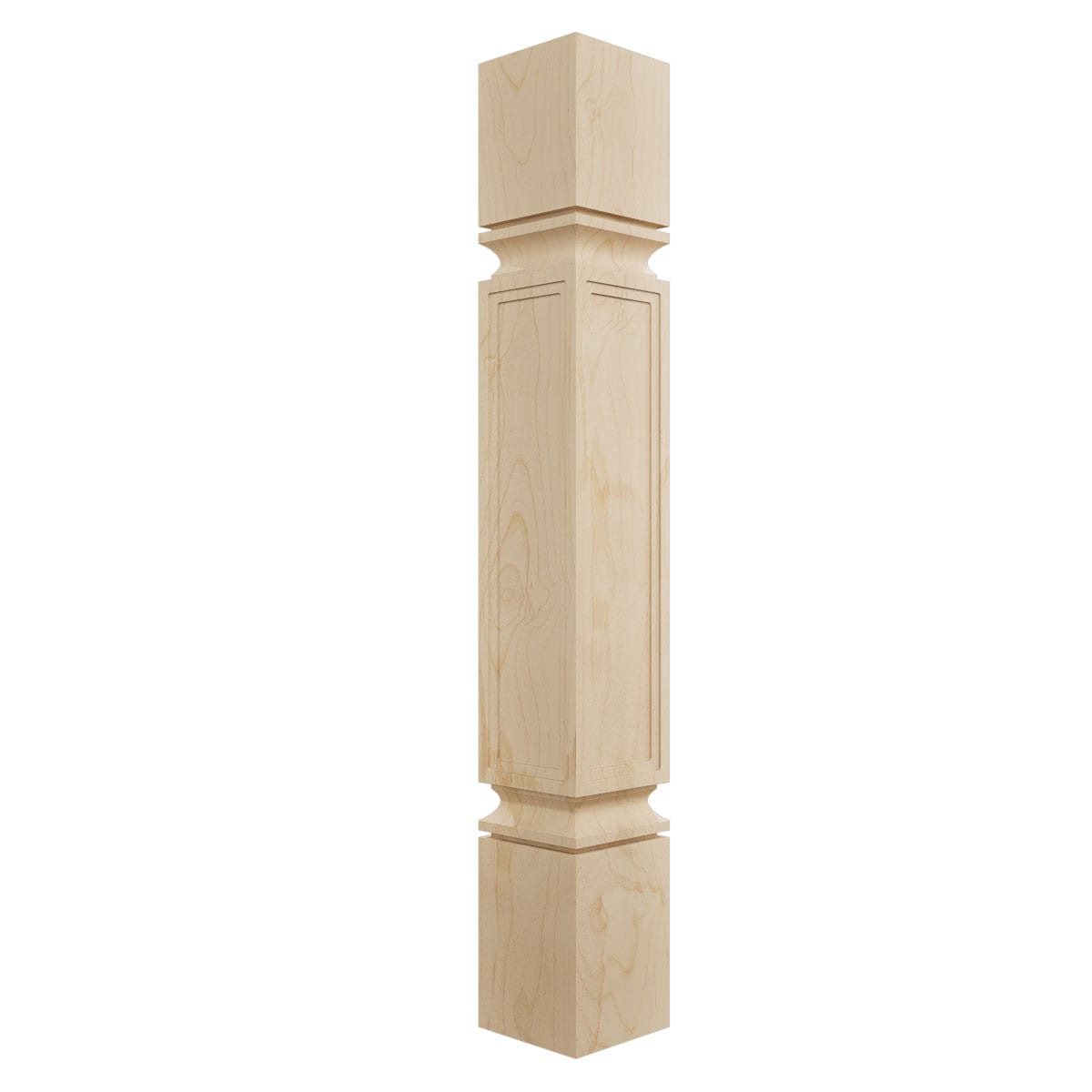 Ekena Millwork COL05X05X35KEAL Kent Raised Panel Cabinet Column 3-ft x 5-in Unfinished Alder Wood Fluted Square Column