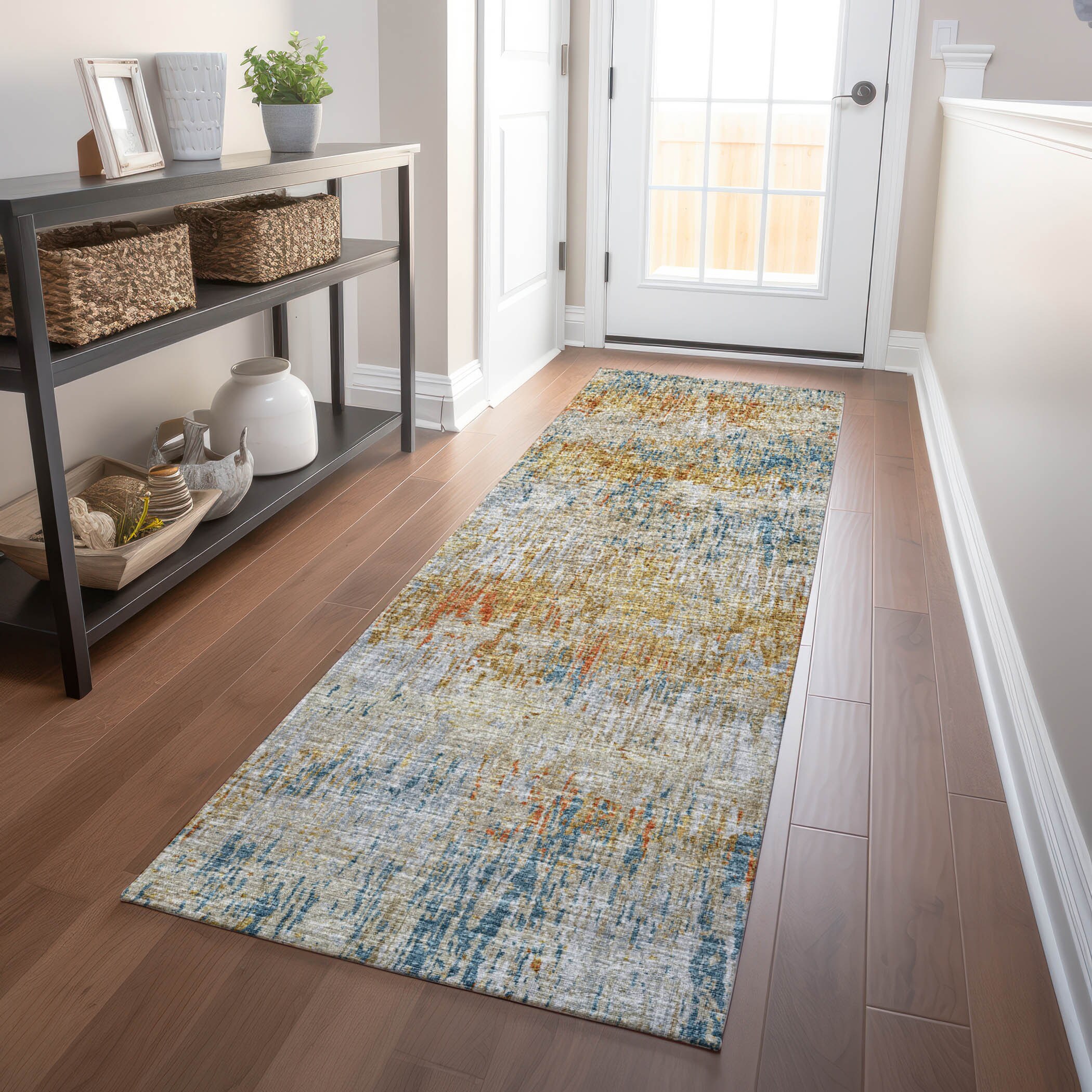 Addison Rugs AMF66GI2X8 Mayfield AMF66GI 2 x 7 (ft) Loomed Polyester Gilded Rectangular Indoor Abstract Machine washable Runner rug