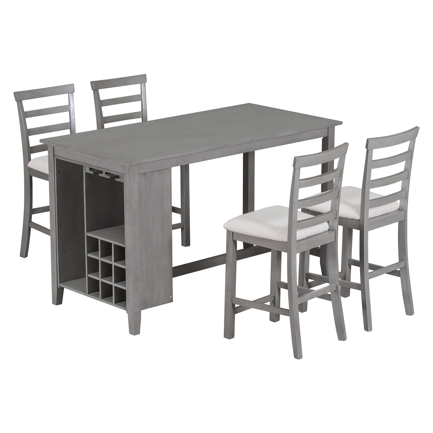 SINOFURN SYA010068GY Gray Casual Dining Room Set with Rectangular Table ( Seats 4 )