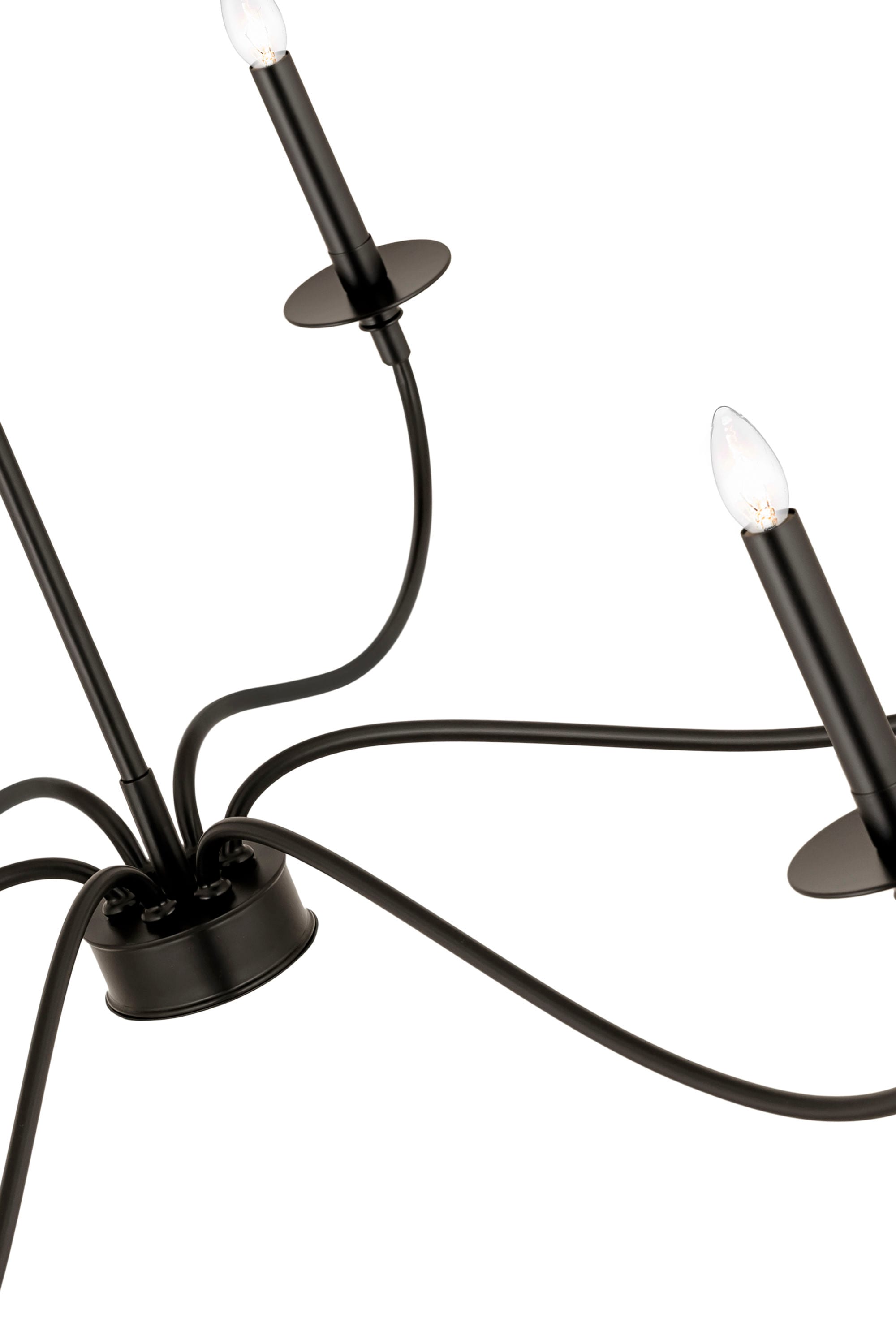 Matte Black Steel 6-Light Candelabra Chandelier