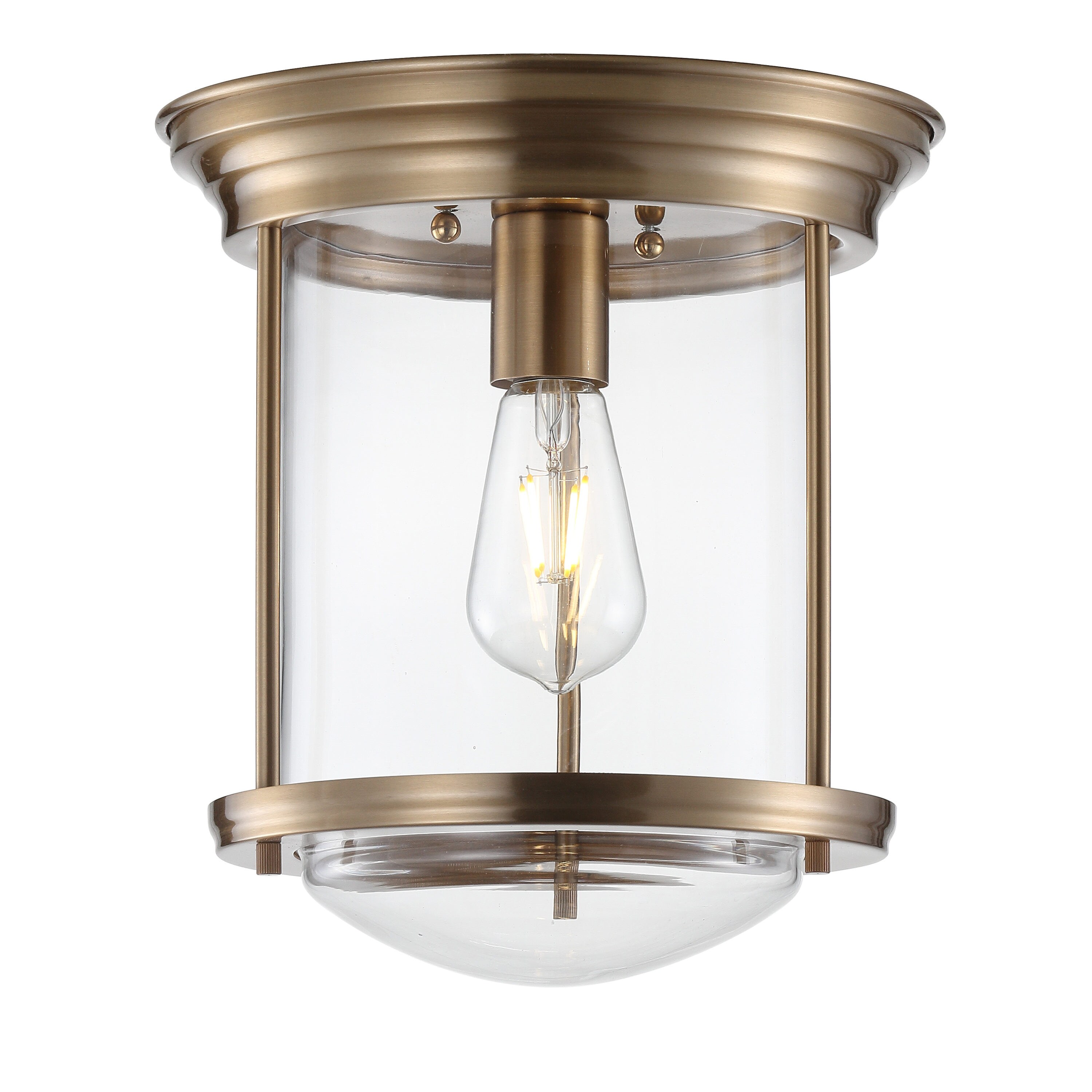 Savannah 10.25" Brass and Glass LED Flush Mount Light