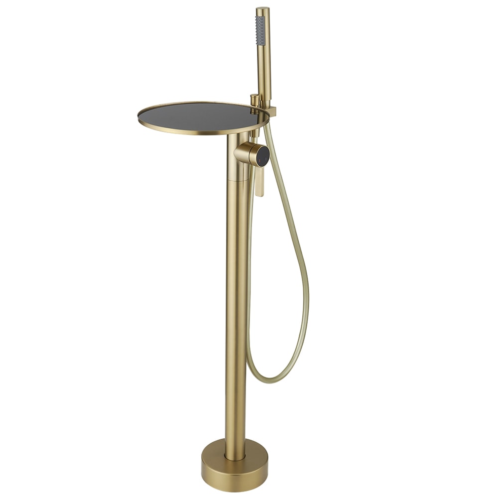 BWE C-7015-BG Brushed Gold 1-handle Deck-mount Roman Low-arc Bathtub Faucet with Hand Shower ( Valve Included )