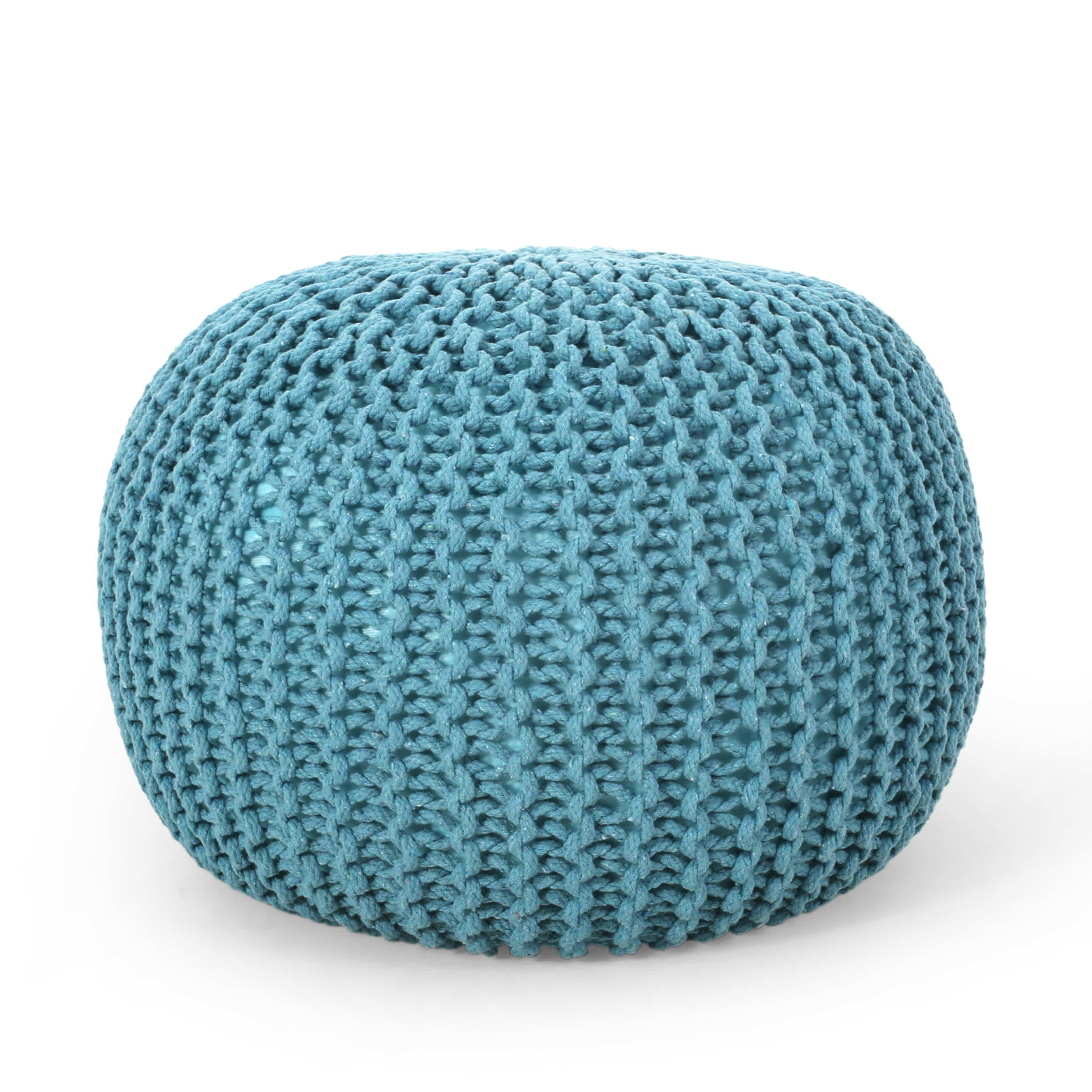 Vynxaria LEXY0612-DJBF-DDY029 Modern Knit Weave Pouf in Refreshing Color 20x20x14 Inches