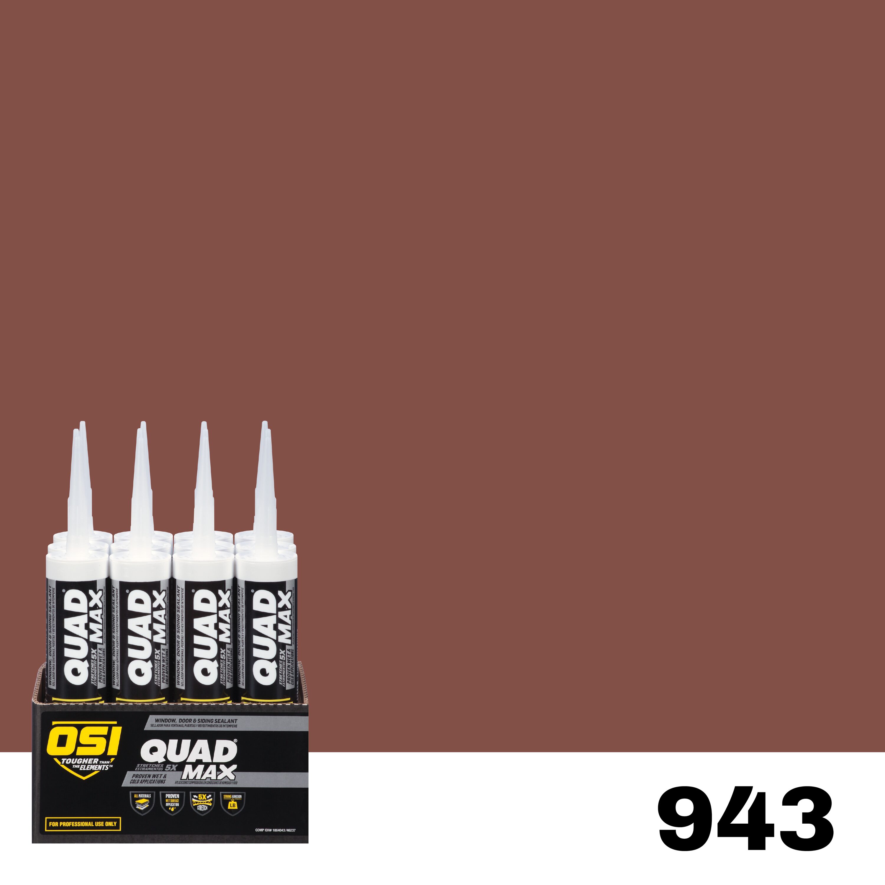 OSI 1869792 Quad Max 12 -Pack 10-oz Window door Red 943 Paintable Advanced Sealant Caulk