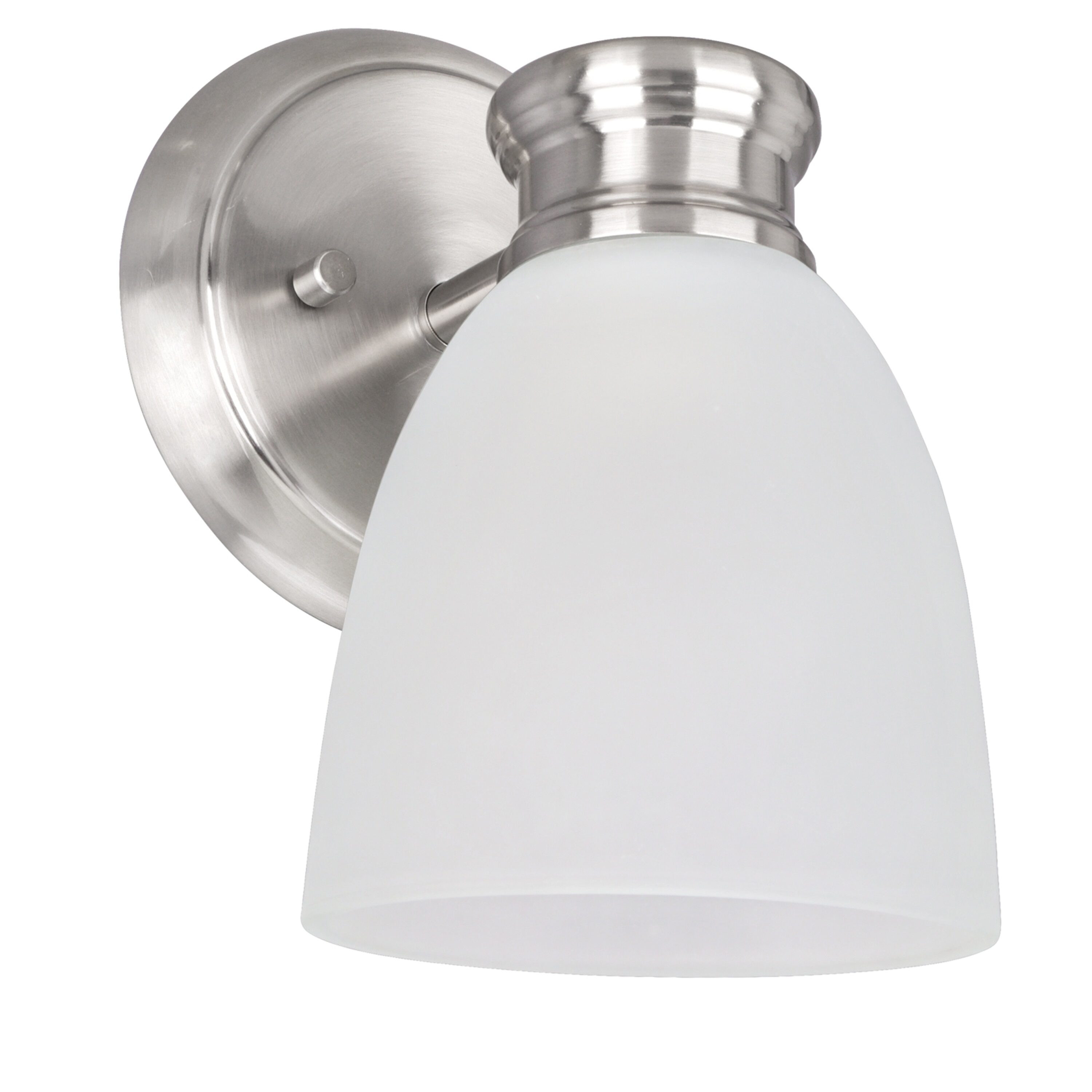 Satin Nickel Frosted Glass Outdoor Wall Sconce, 6" x 8.25"