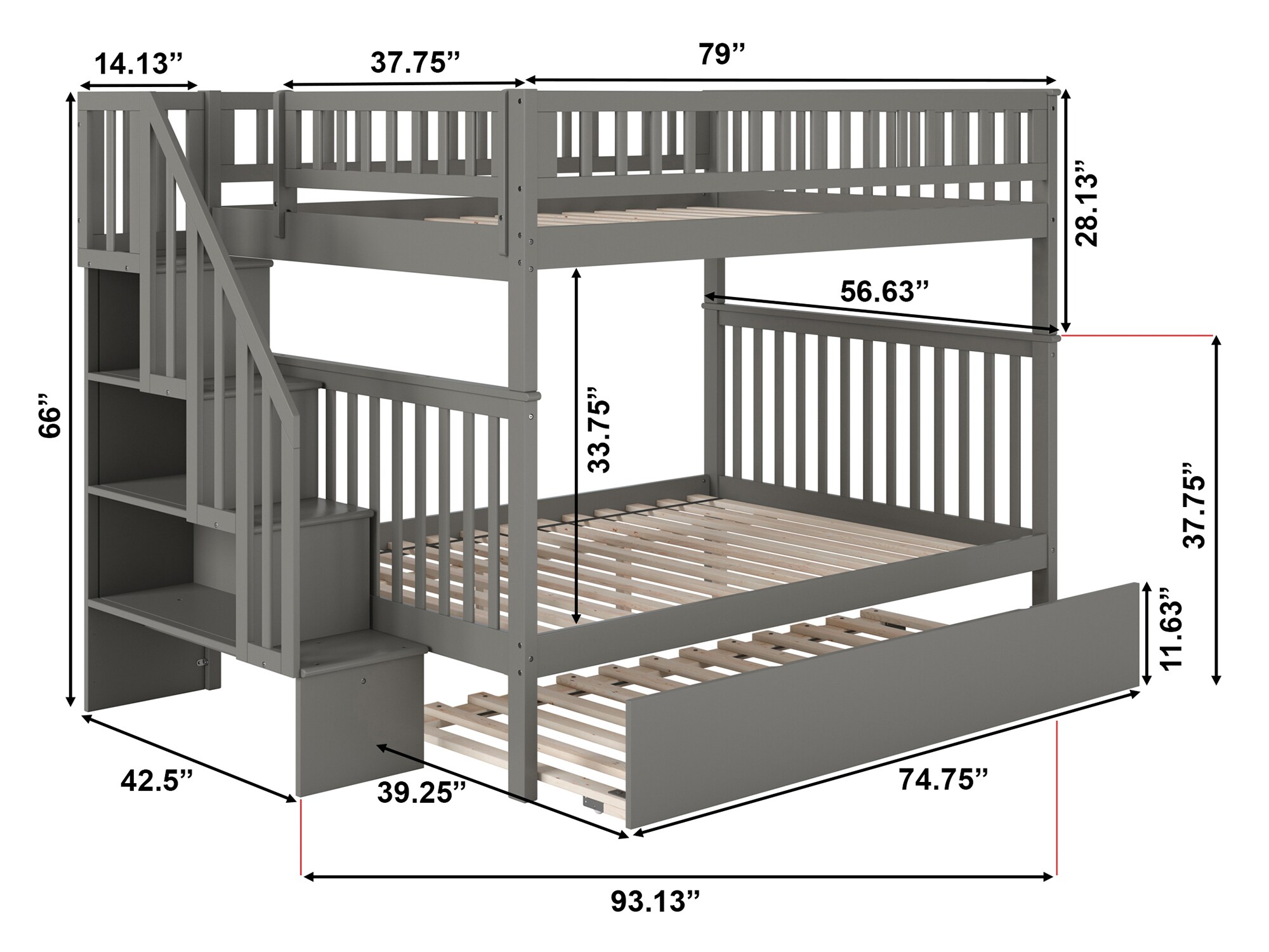 AFI Furnishings Woodland Grey Full Over Full Bunk Bed at Lowes.com