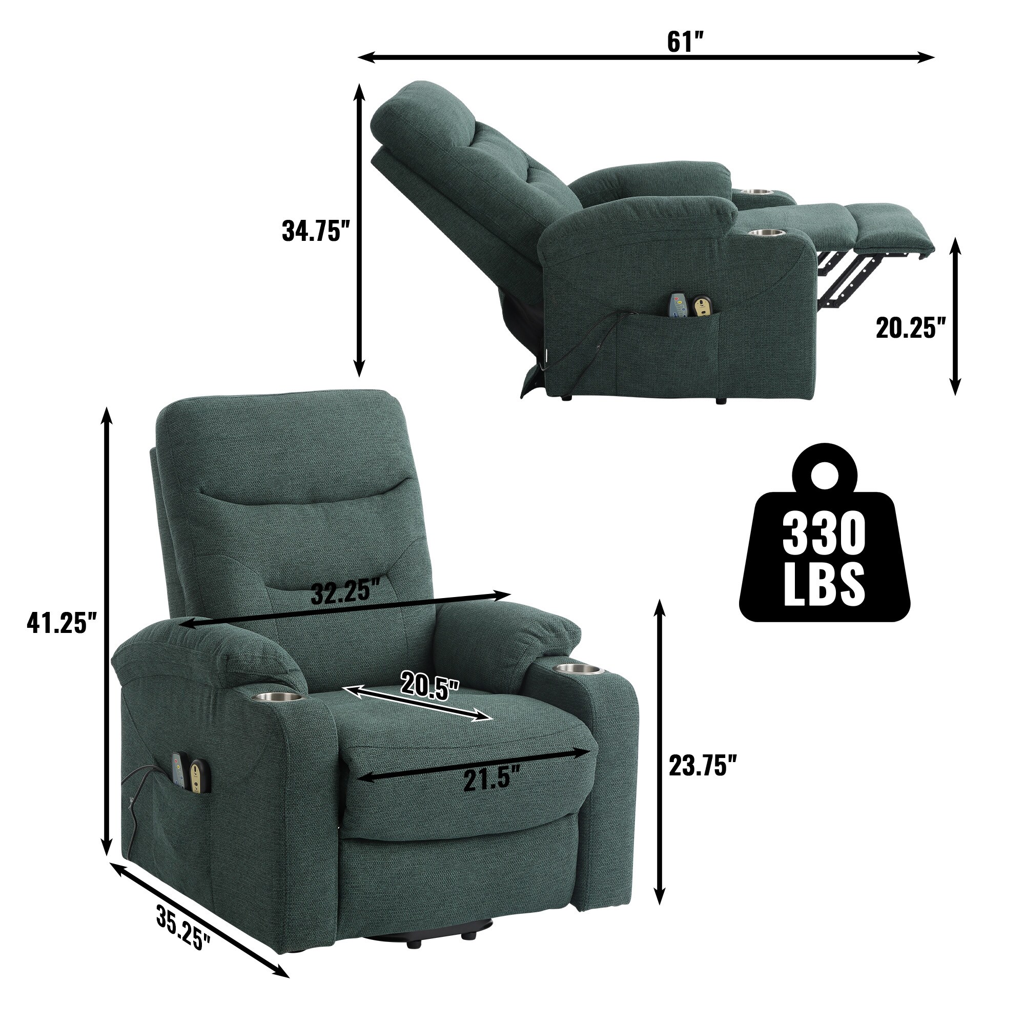 Clihome CL-SXAF81232S-GR recliners - View #3