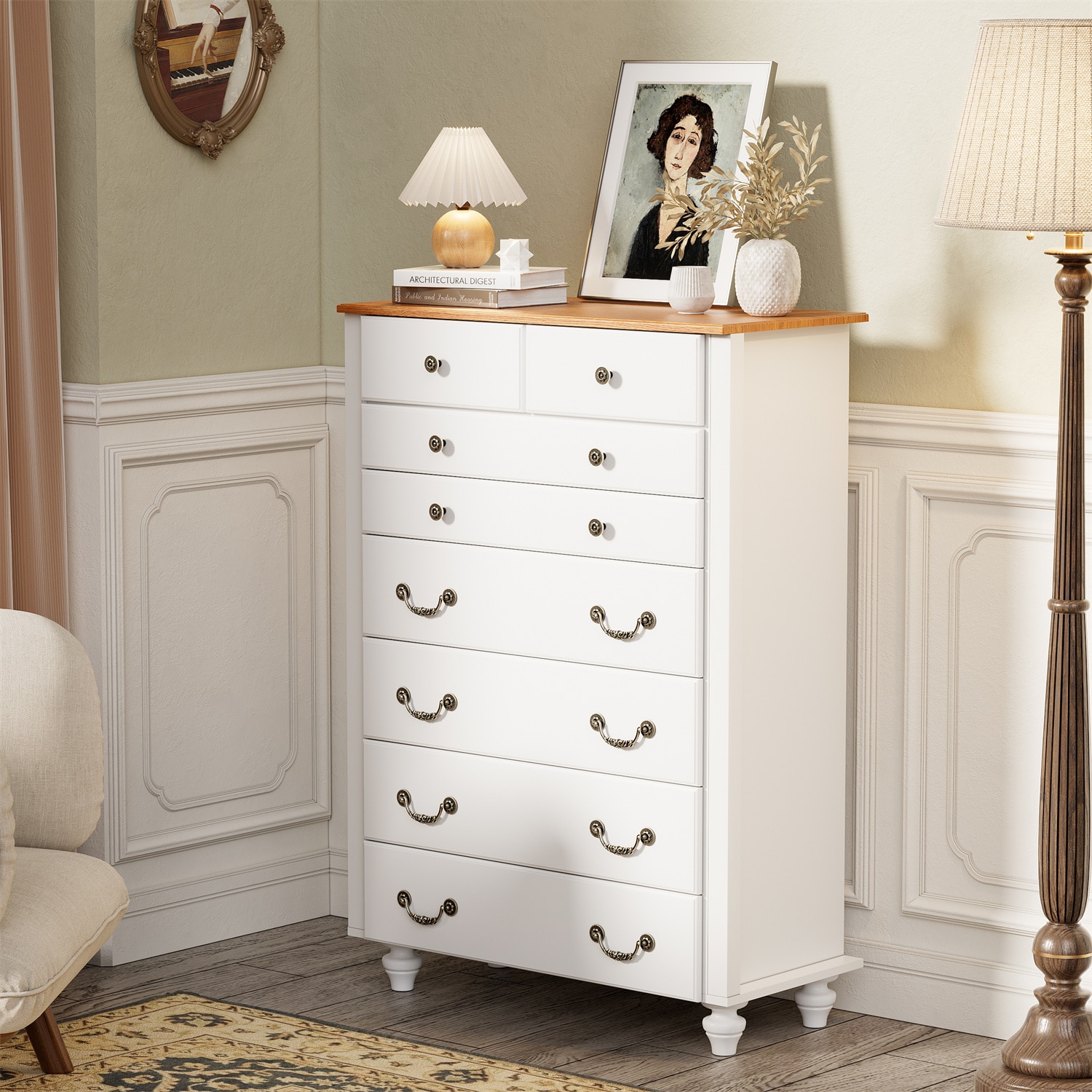PAKASEPT TTR0046WXY240910 White 8 -Drawer Standard dresser