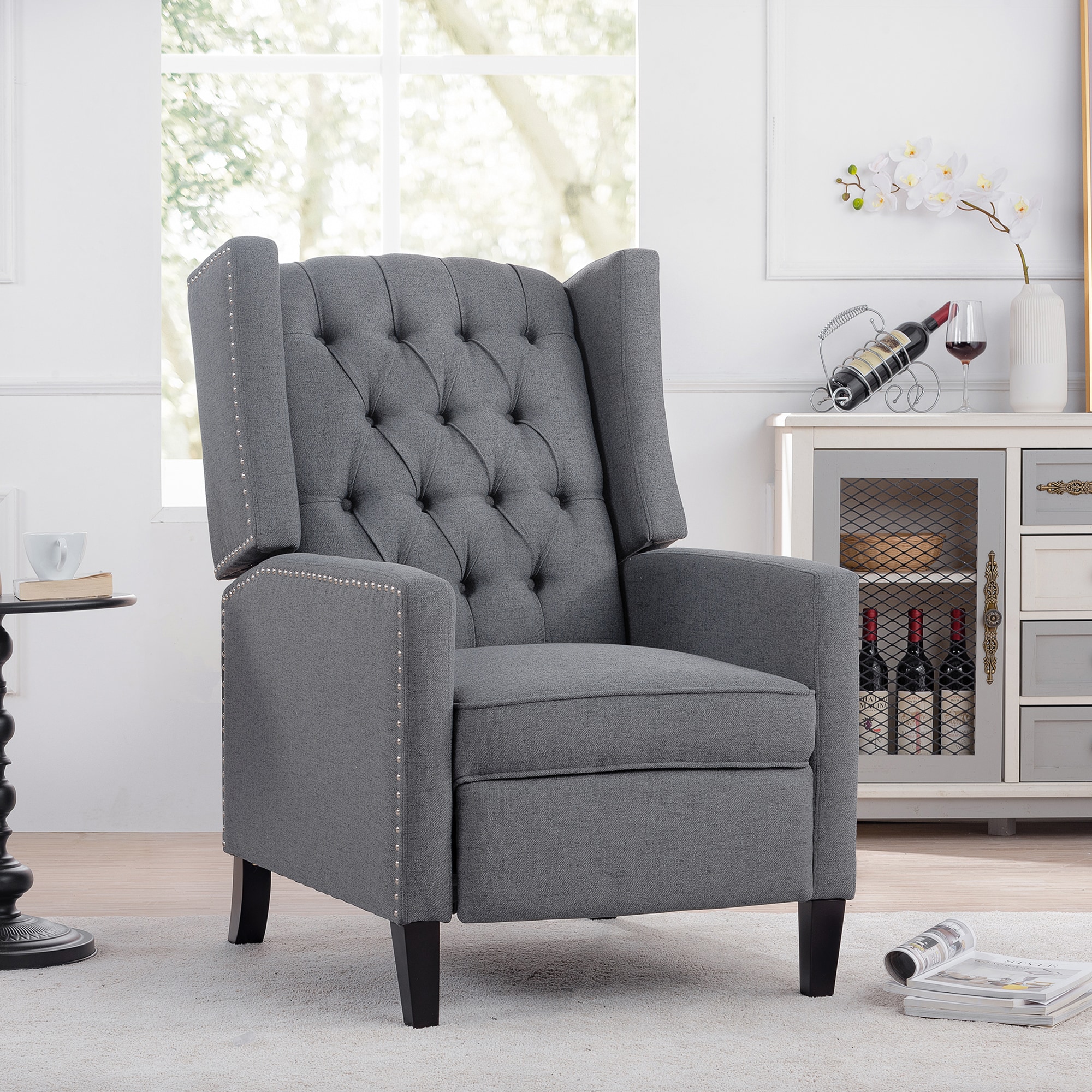 Clihome W50-ZO-9559 Gray Polyester Upholstered Tufted Recliner with Lift Assistance
