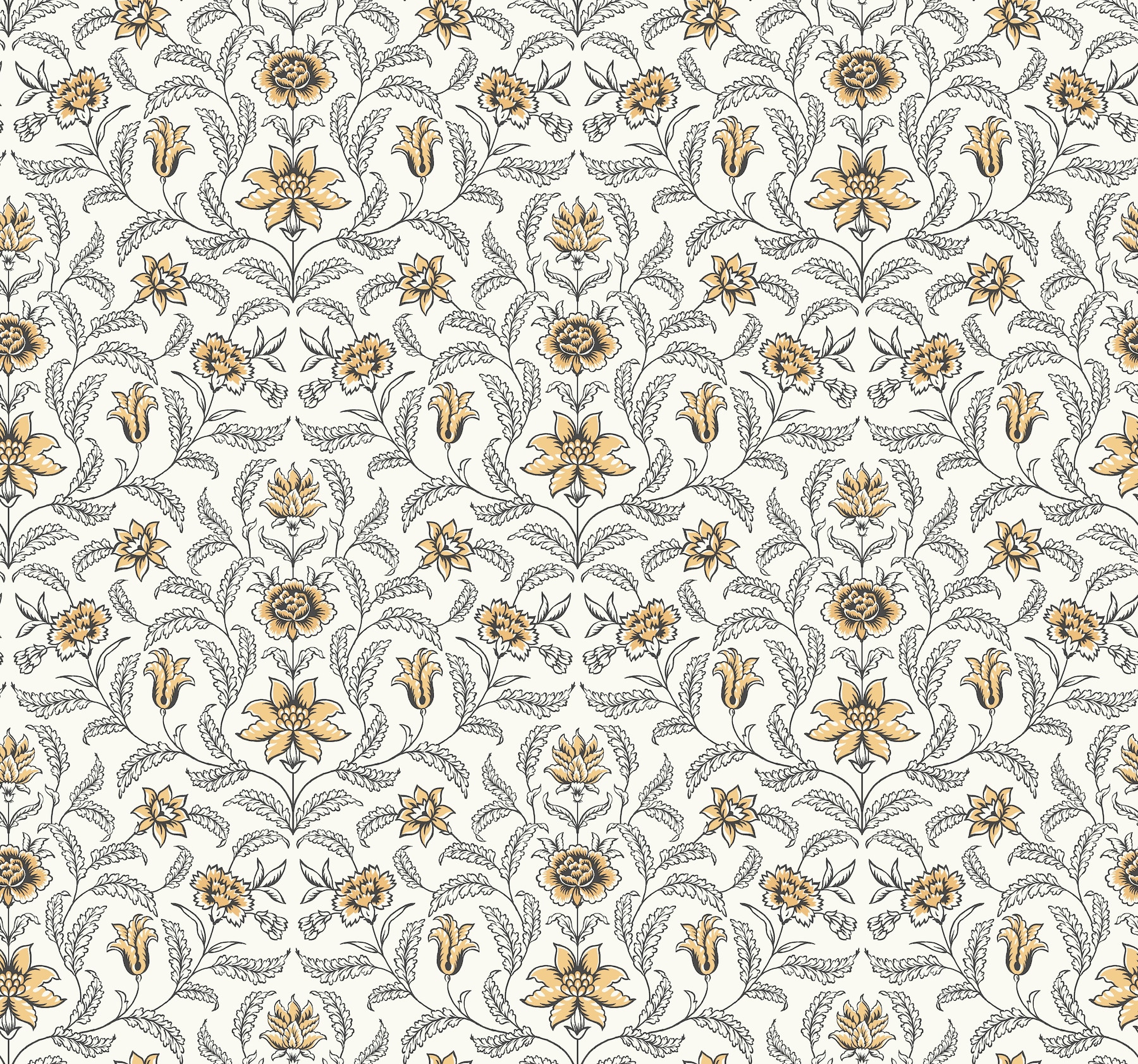 York Wallcoverings GR5983 Grandmillennial 60.8-Sq. Feet Yellow Non-woven Floral Prepasted Water Activated Paste Wallpaper