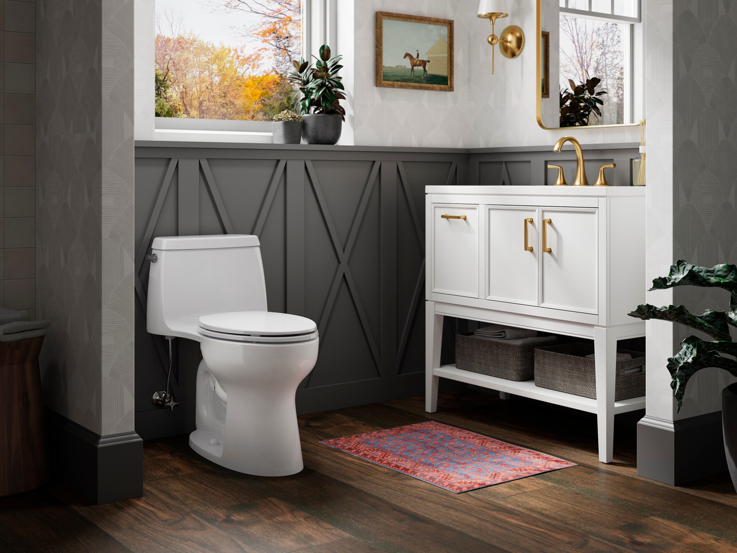 Santa Rosa White Compact Elongated One-Piece Toilet