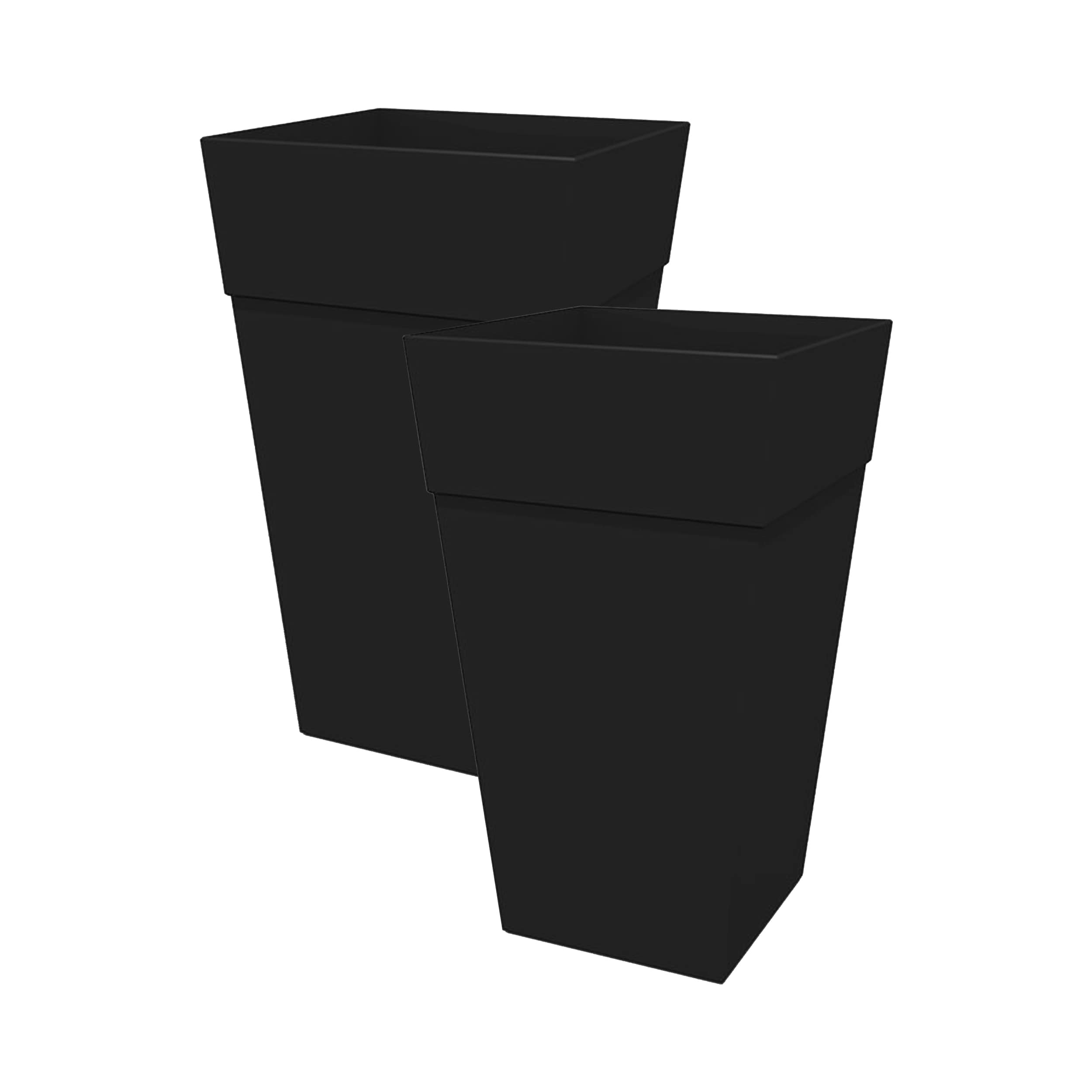 Bloem DCB-FPSMIX3 2 -Pack Square 14.65-Inches W Extra Large Black Recycled plastic Contemporary/Modern Indoor/Outdoor Planter