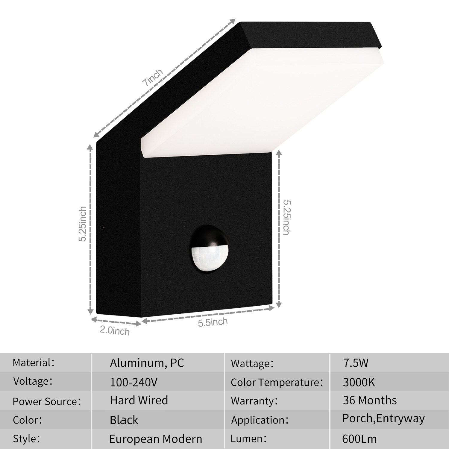 Boeka Arcturus 1-Light 8.62-in Black Motion Sensor Dark Sky Integrated ...