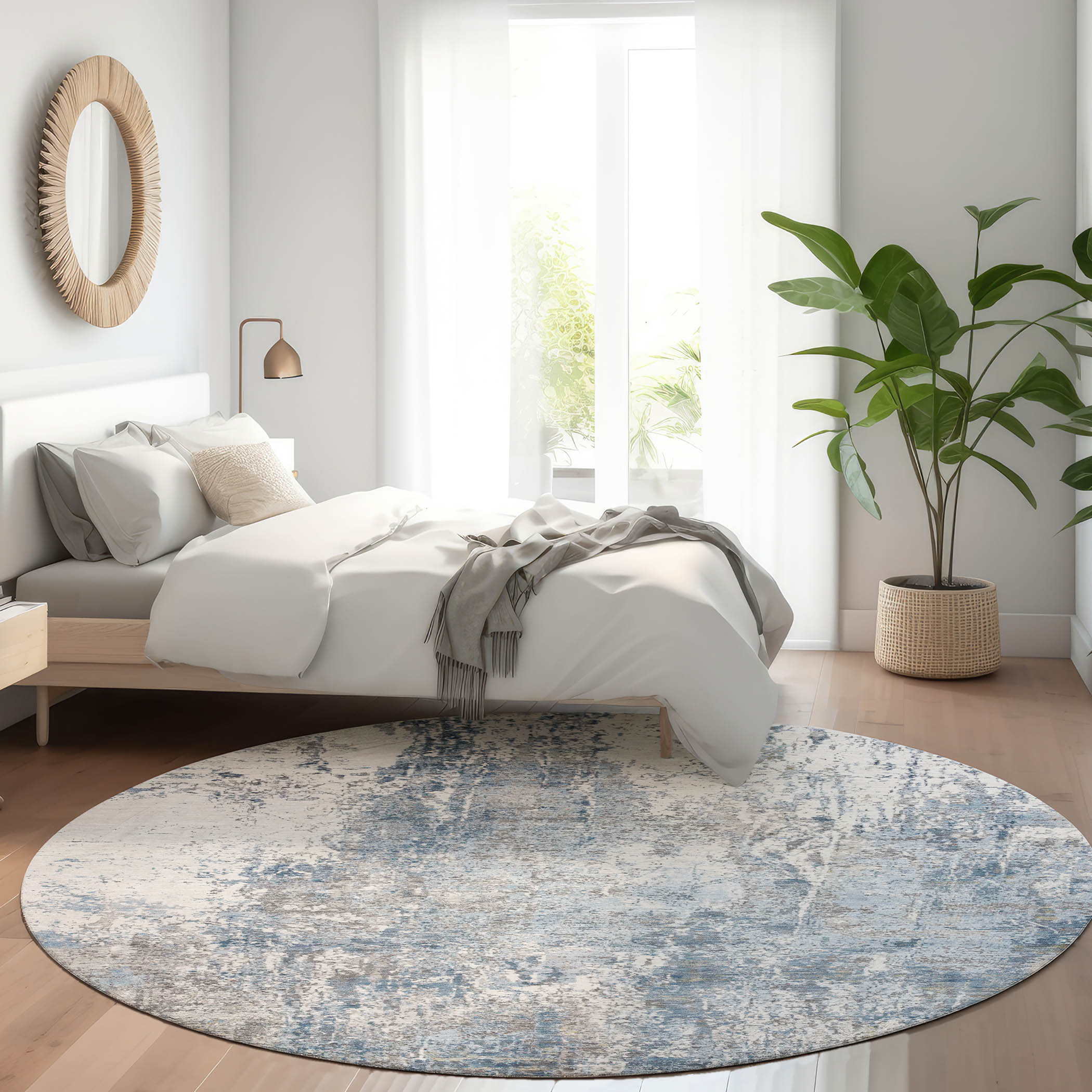 Addison Rugs ACN1765BU8RO Chantille ACN1765BU 8 x 8 (ft) Loomed Polyester Blue Round Indoor/Outdoor Machine washable Area rug