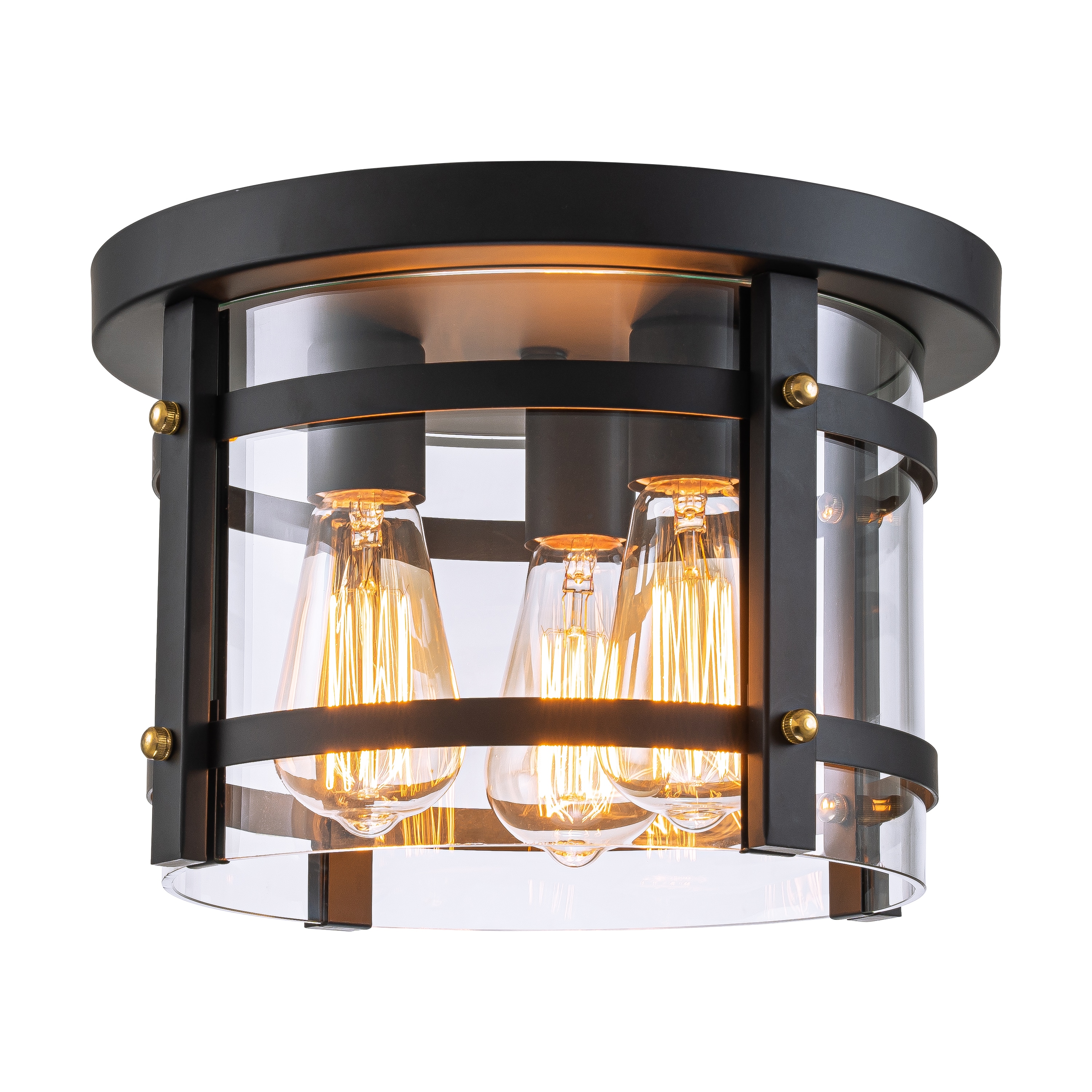 C Cattleya LCA2372-FM 3 -Light 10-in Matte Black Flush Mount Light
