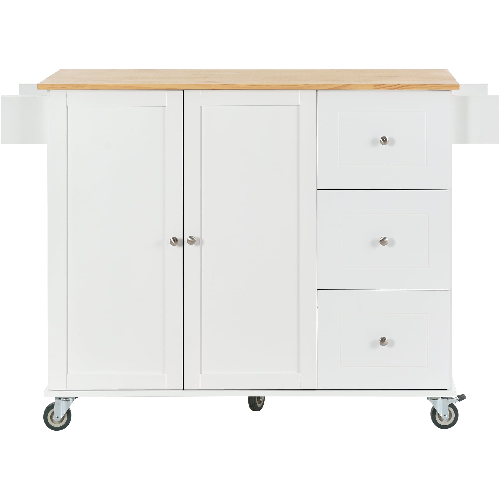 Siavonce XH035AAW White MDF Base with MDF Rolling Kitchen Island ( 29.5-in x 52.76-in x 36.81-in )