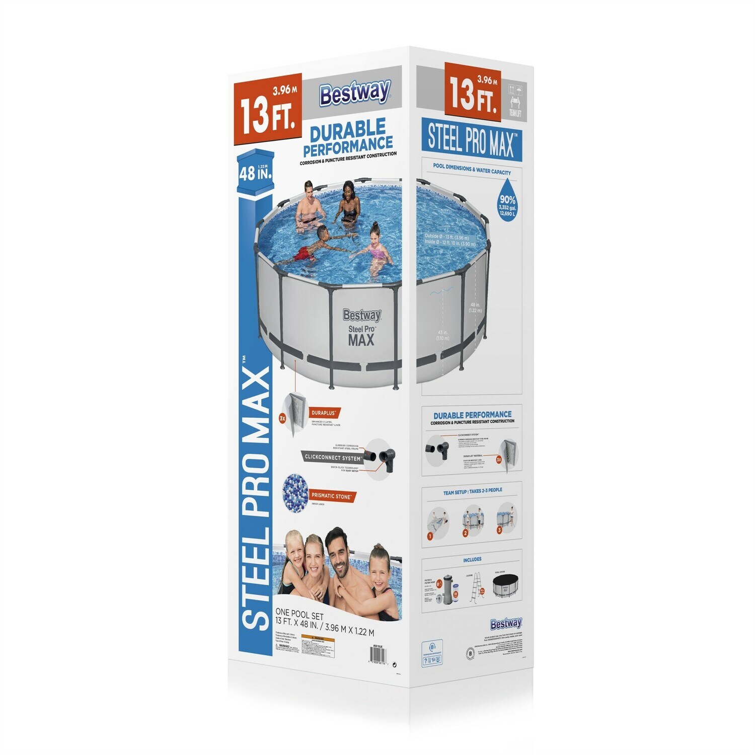 Bestway 13-ft x 13-ft x 48-in Steel Wall Panels Round Above-Ground Pool ...