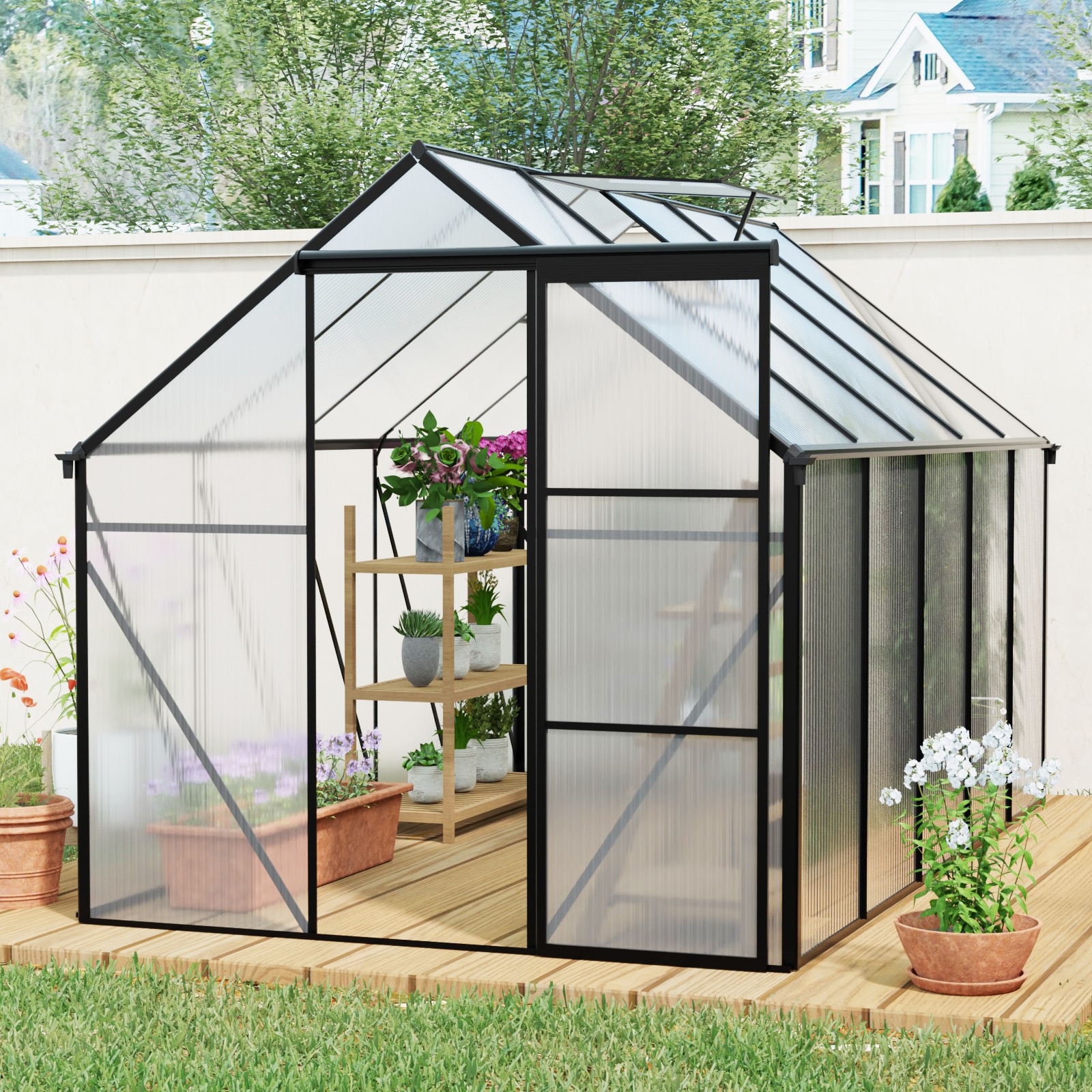 Iseryn HG40S6 10.2-ft L x 6.23-ft W x 6.4-ft H Black Greenhouse