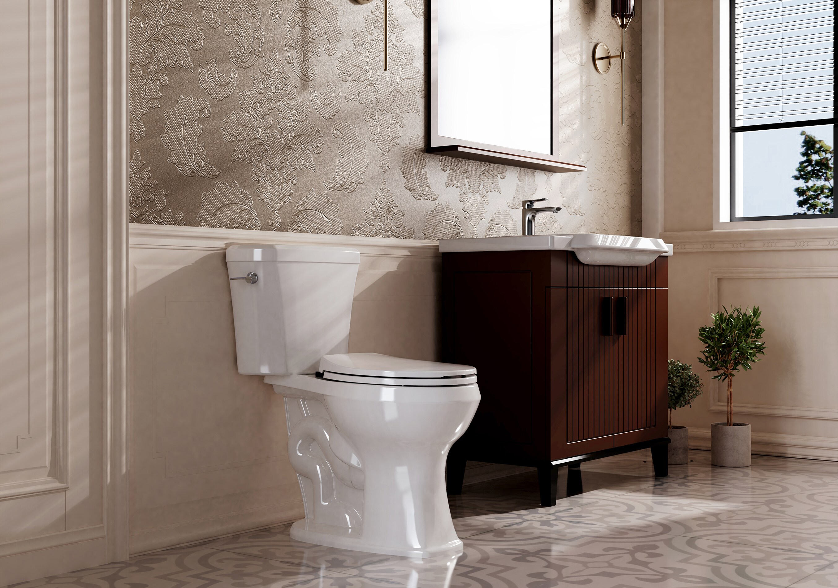 Project Source Danville Black Elongated Chair Height 2-piece WaterSense  Toilet 12-in Rough-In 1.28-GPF in the Toilets department at