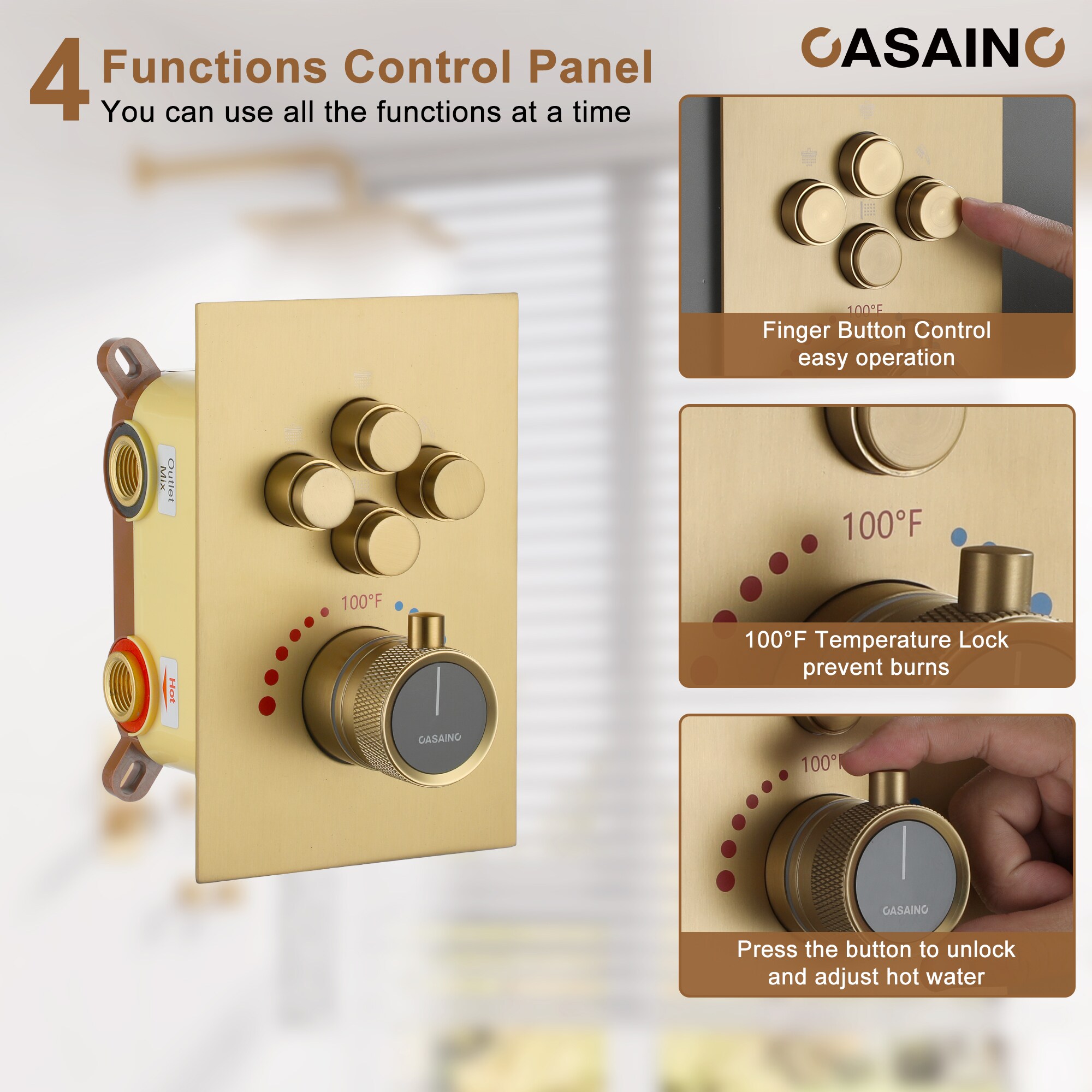 CASAINC CS6228-12BG Showerhead-Bar-Panels - View #9