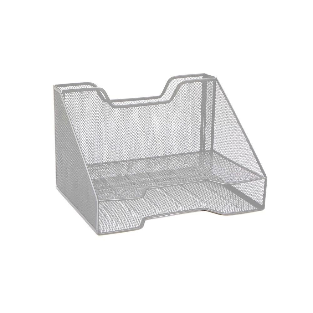 Mind Reader MESHBOX3-SIL 3-Compartment Silver Metal Letter Tray