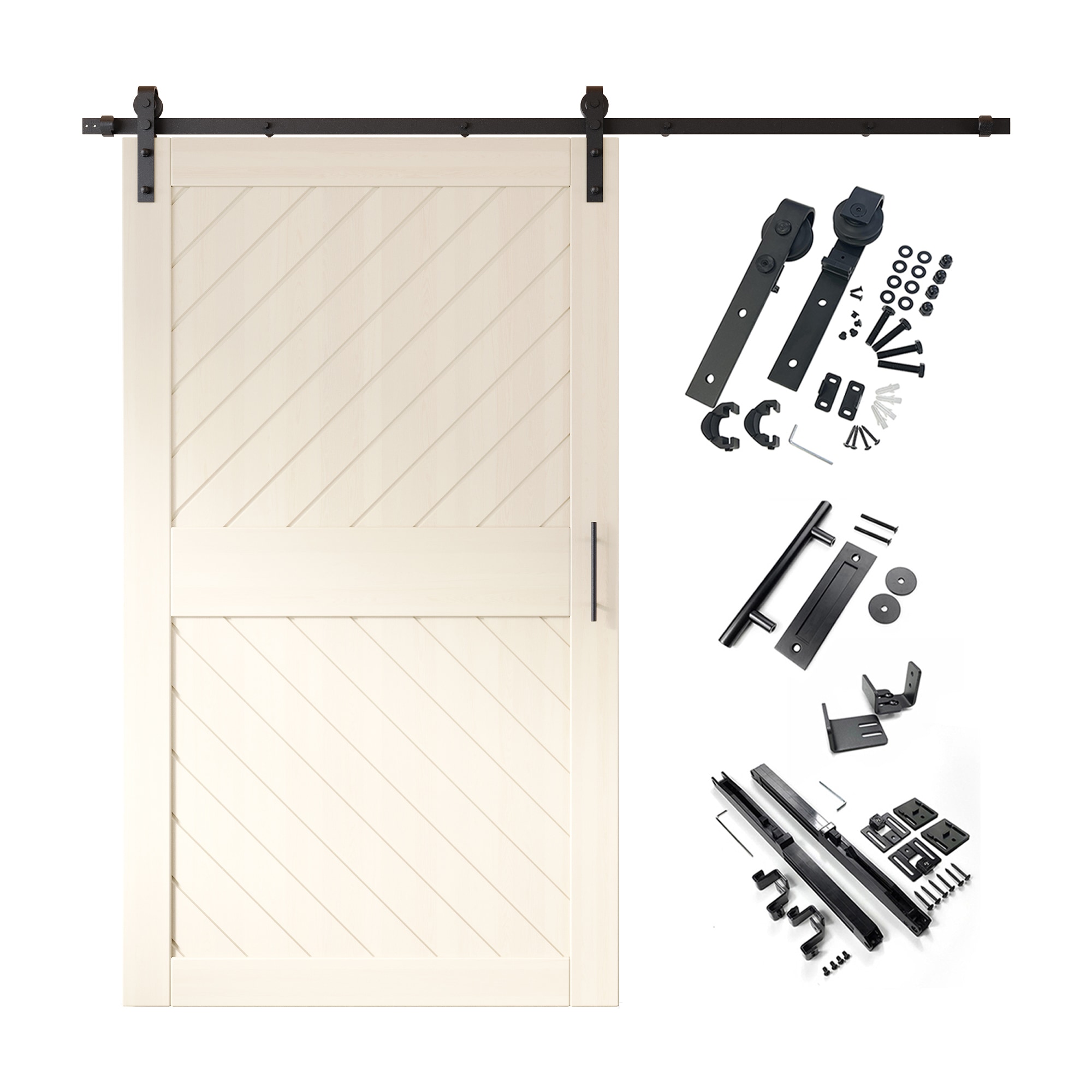 HOMACER YT1H108C-XT3-5084-TG 50-in x 84-in Tinsmith Gray Prefinished Non-standard Pine Wood Solid core Single Barn Door (Hardware Included)