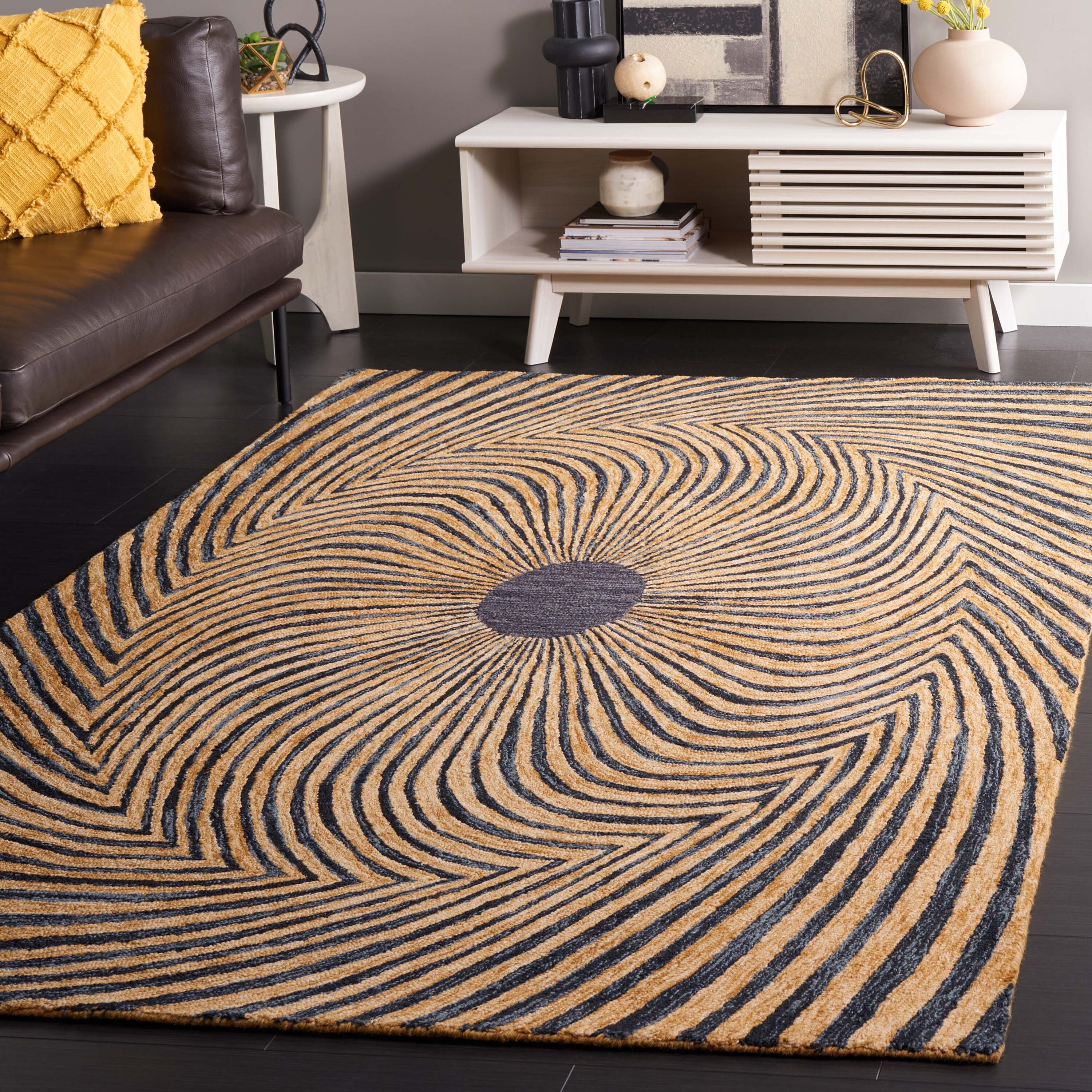  Metro 358 Black/Gold Contemporary 5Ft x 8Ft Medium Rectangle Rug