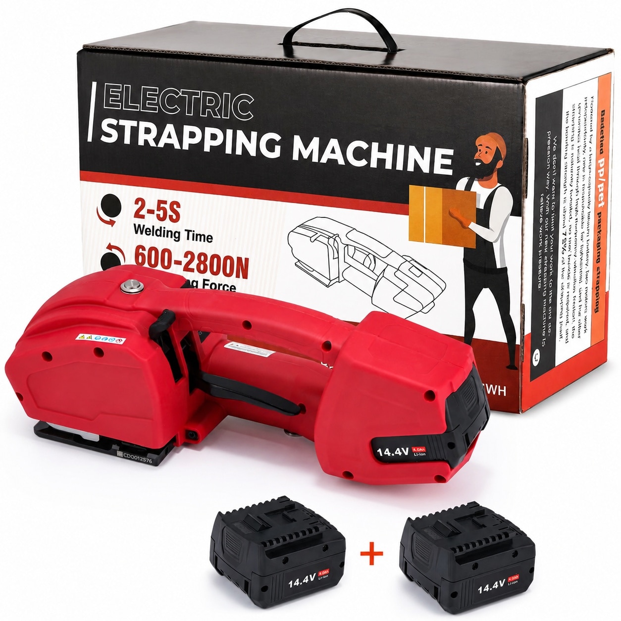 Vrbgify  Automatic Electric Strapping Machine with 2x power cell for 1/2-5/8in PP PET Straps Industrial Packaging Tool for Warehouse and Shipping