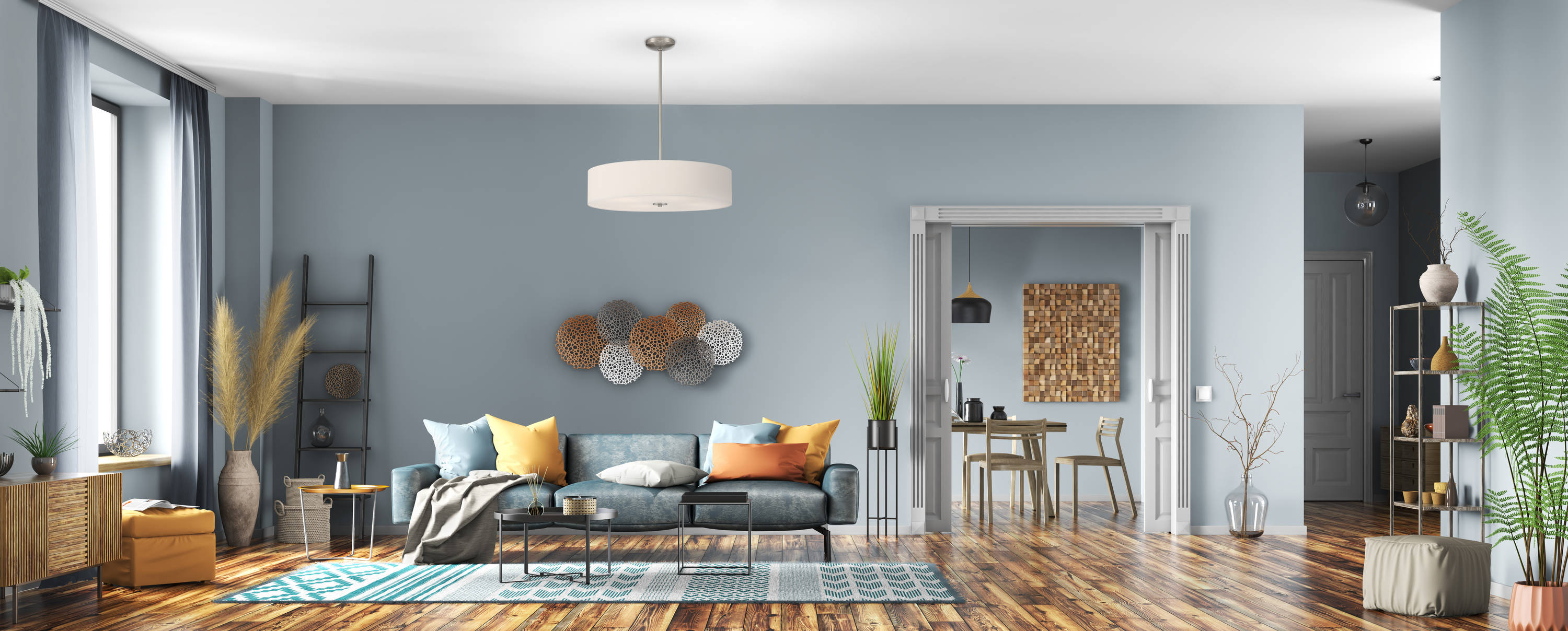 Brushed Steel Transitional LED Drum Ceiling Light