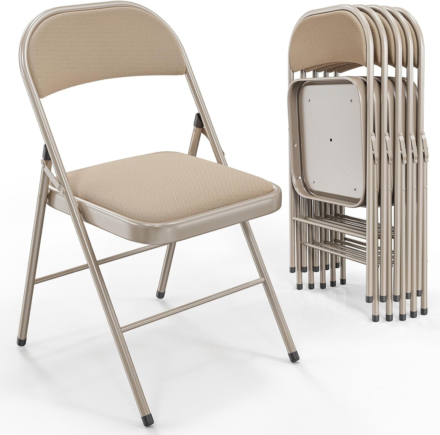 Winado LO1G52002868 Brown Residential Standard Folding Chair with Upholstered Seat ( Indoor )