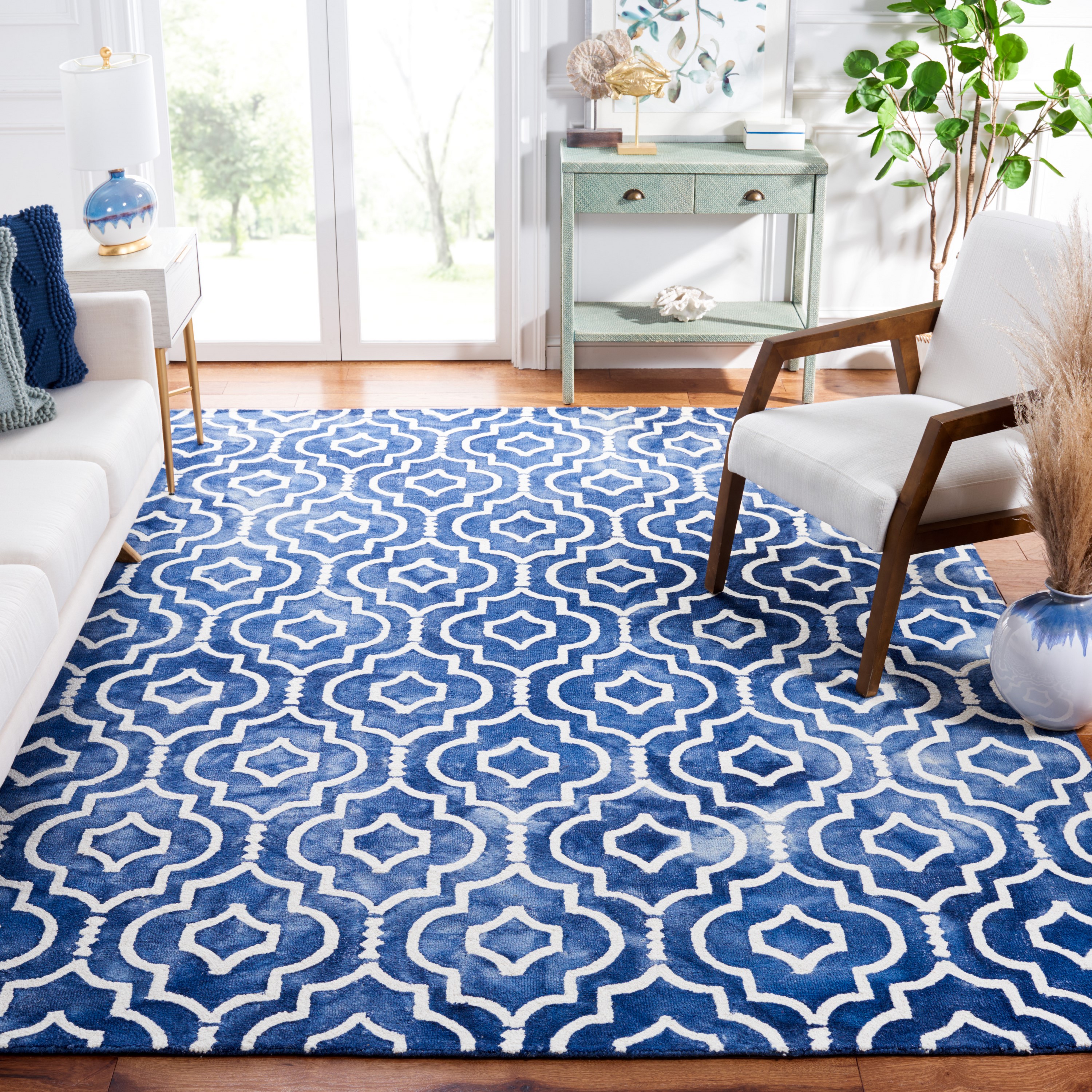 Safavieh DDY538N-9 Dip Dye Danna 9 x 12 (ft) Tufted Wool Navy/Ivory Rectangular Indoor Geometric Bohemian/Eclectic Area rug
