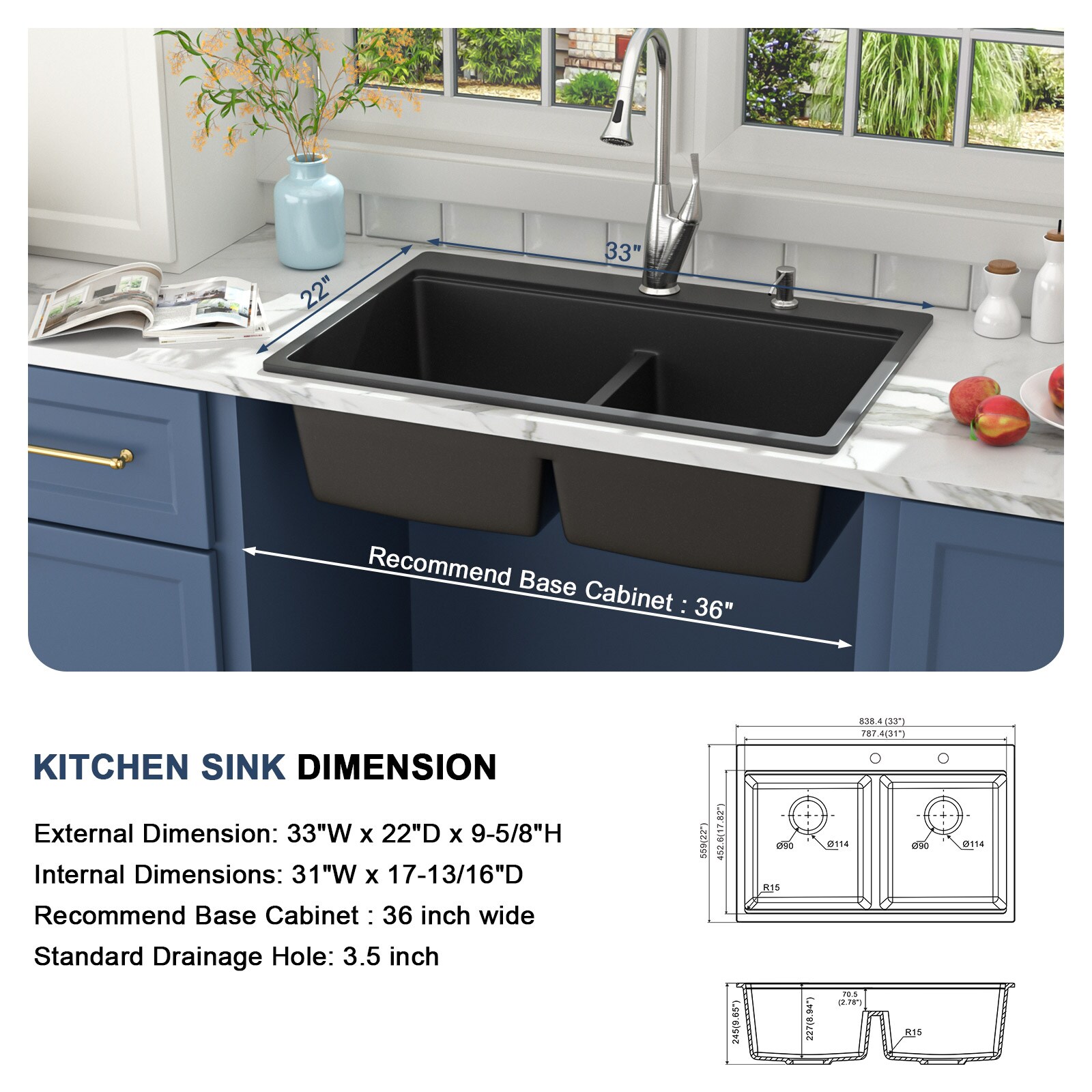 Lordear H-LTB3322R2-55 Kitchen-Sinks - View #7