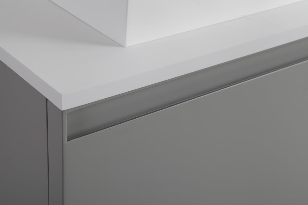 Manarola 72" Light Gray Wall-Mount Modern Vanity with Walnut Shelves