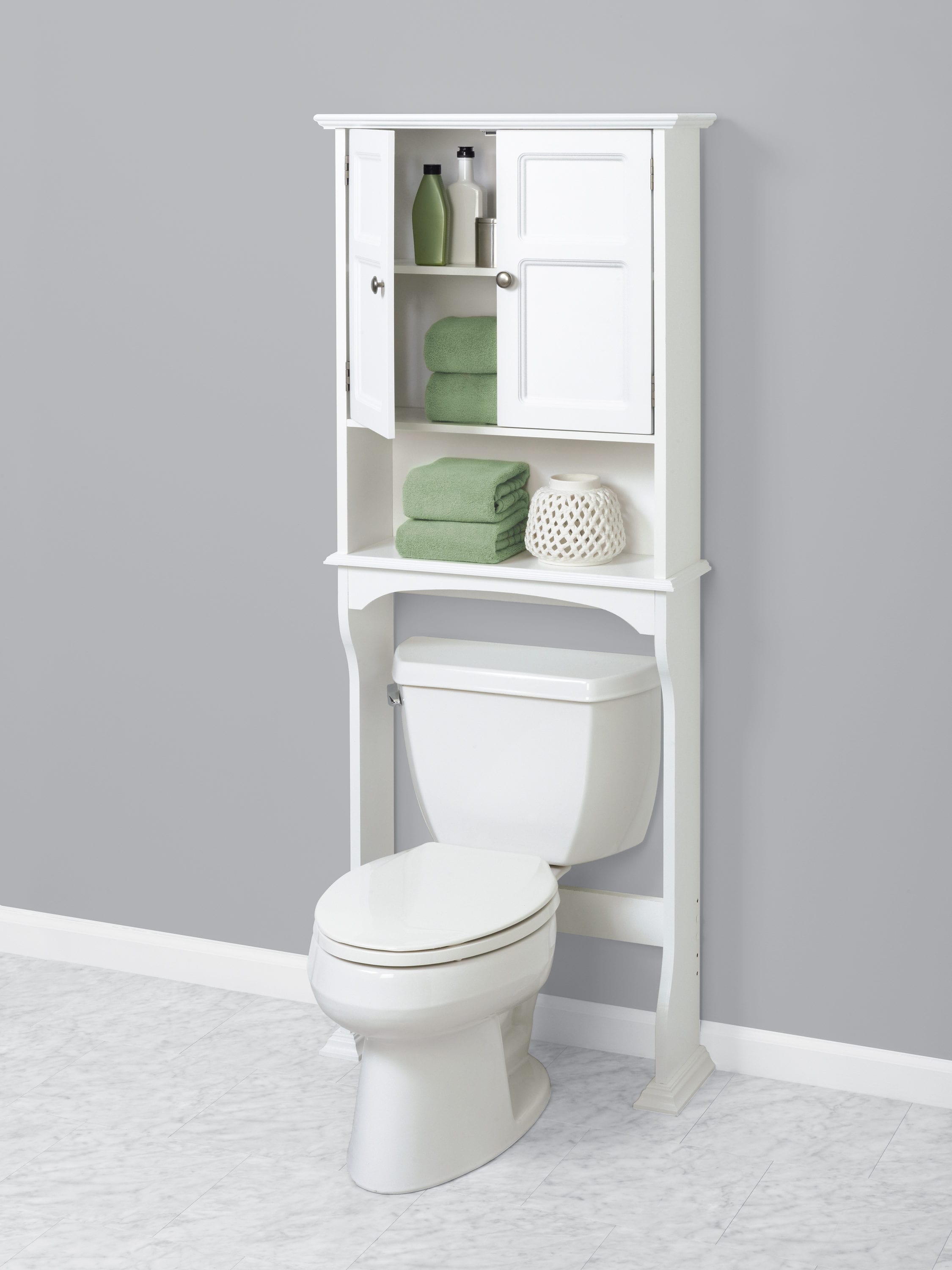 allen + roth 27-in x 64-in x 13-in Pewter 3-Shelf Over-the-Toilet Storage  in the Over-the-Toilet Storage department at