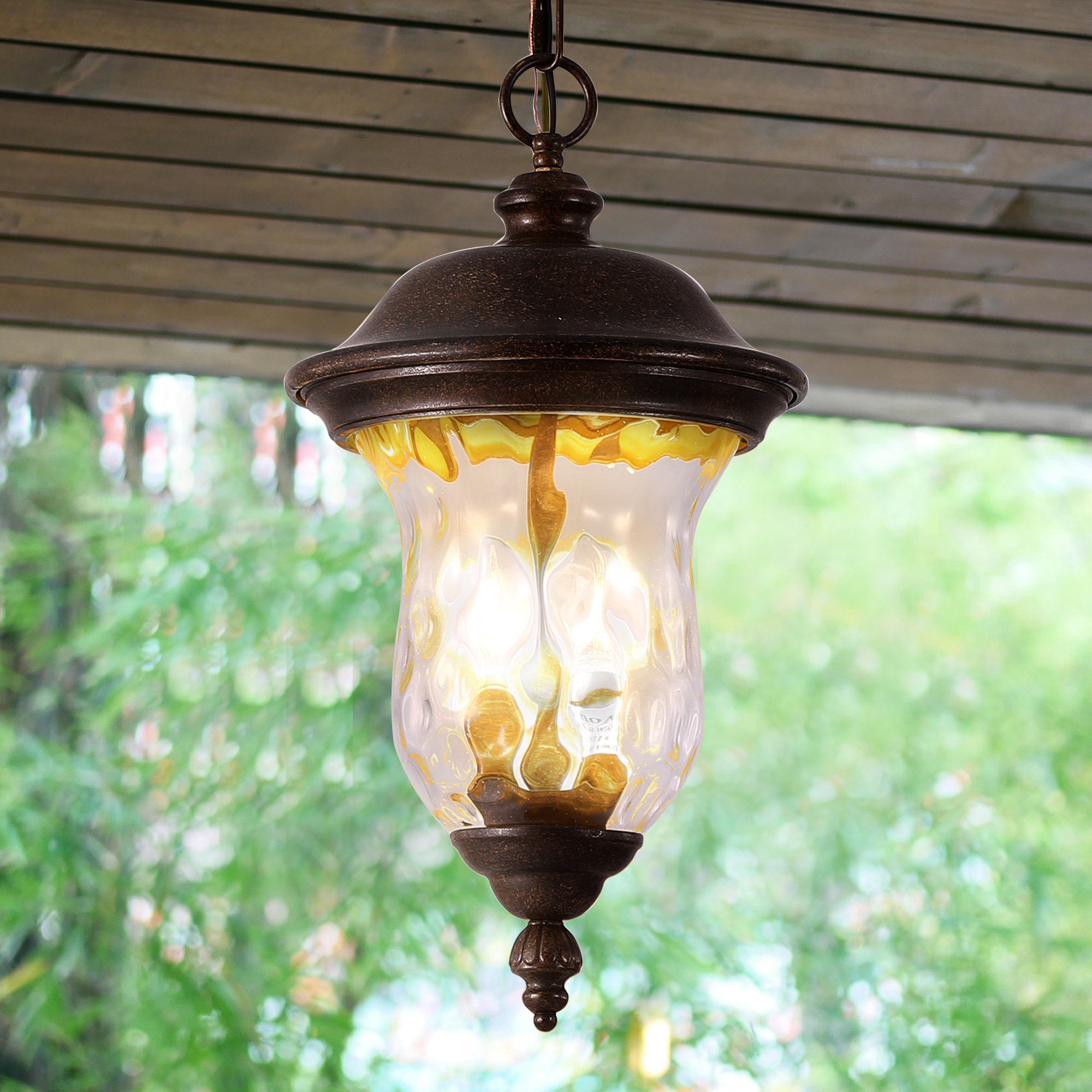 ToolCat BZ-3-111-SN 2 -Light Bronze Farmhouse Clear glass Lantern Medium Indoor/Outdoor Hanging Pendant light