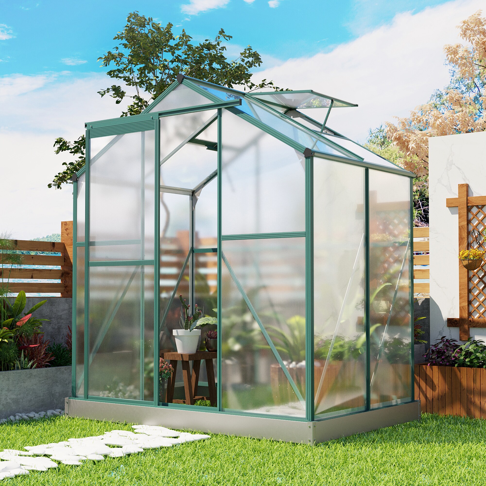 Gardenised Green Outdoor Waterproof Portable Plant Greenhouse with 2 Clear Zippered Windows Large