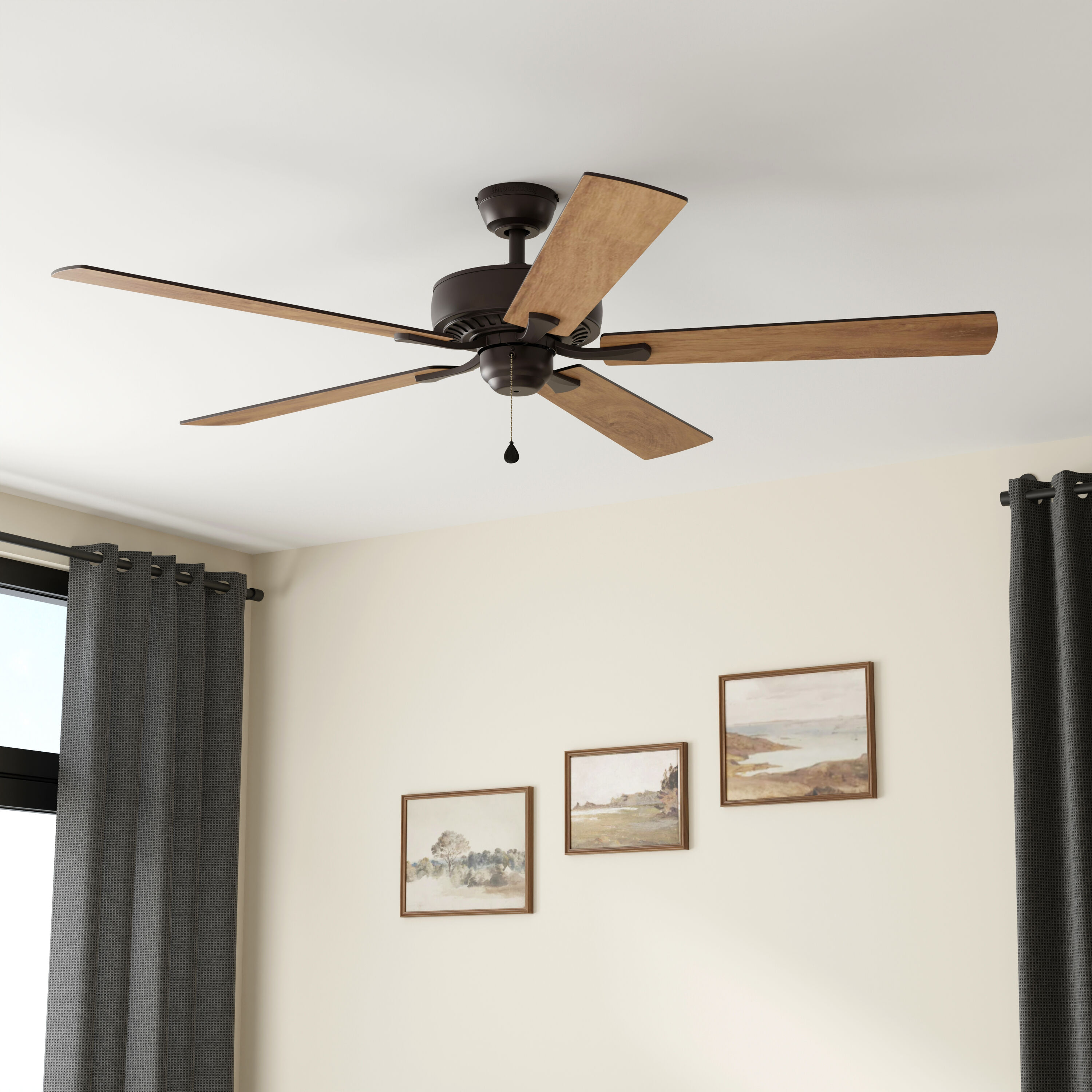 Harbor Breeze CPR52OSB5 Cypress Point 52-in Downrod or Flush Mount Bronze with Cherry/Walnut Blades Ceiling Fan Light Kit Compatible ( 5 -Blade )