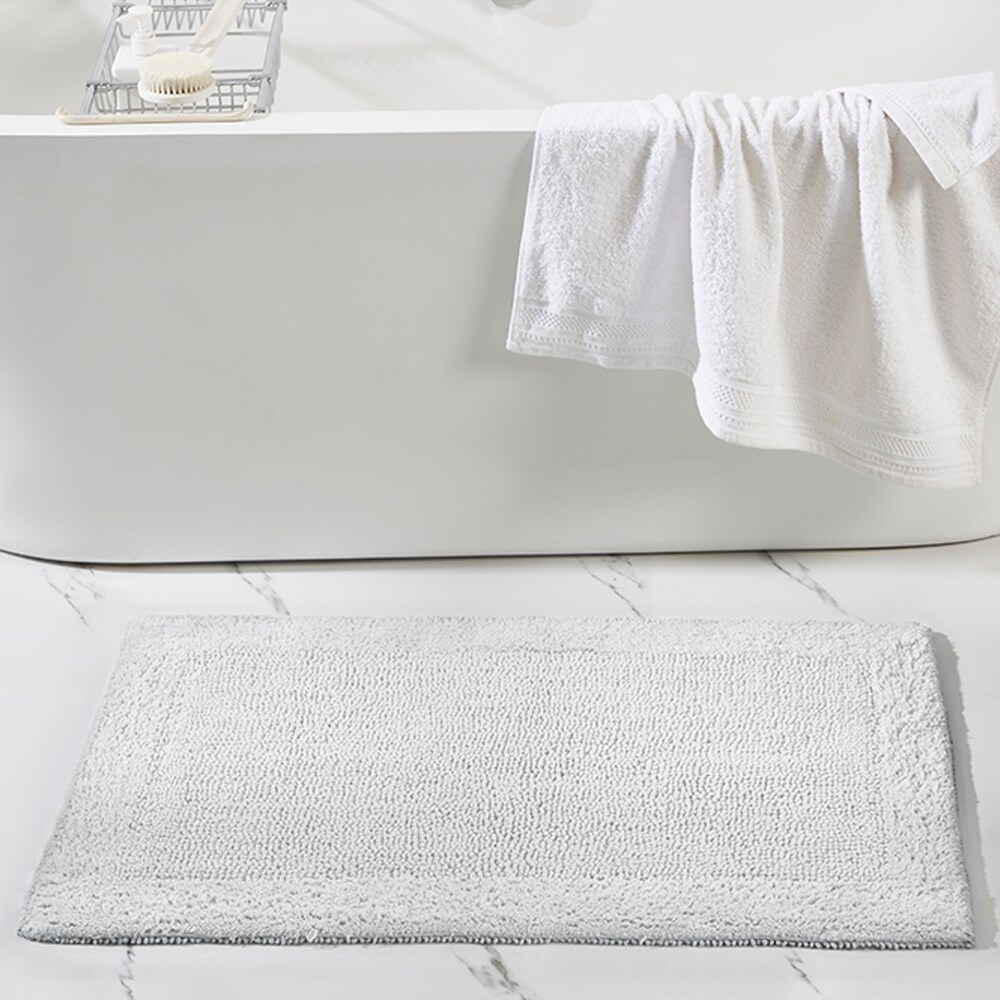 Better Trends 60-in x 20-in White Cotton Bath Rug in the Bathroom Rugs ...