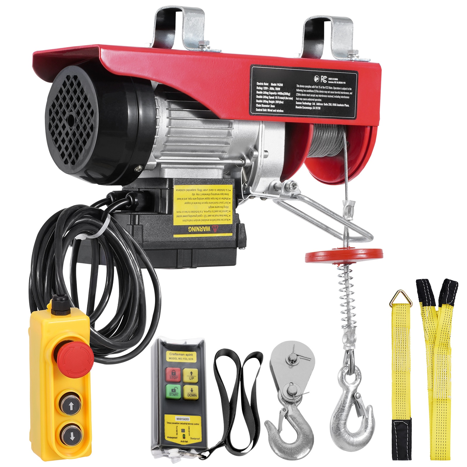 SVOPES Electric Hoist. 440 lbs Capacity. 120V Winch with 328 ft Wireless and 14 ft Wired Remote. 40 ft Single Cable Lift Height. Single/Double Slings for Garage. Warehouse. and Factory Use #SVOPESDDGSSHL10471V1
