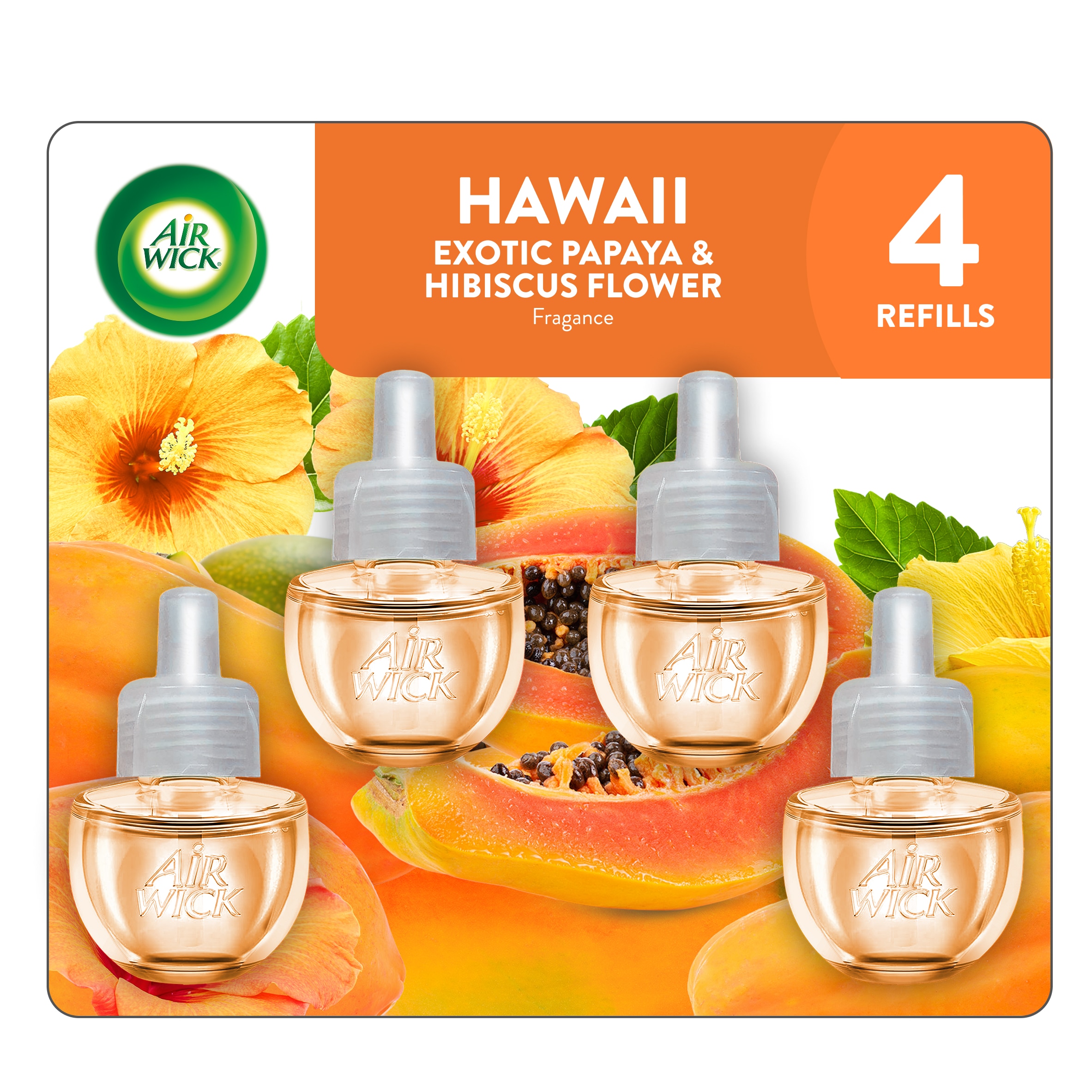 Air Wick 0.67 -fl oz Papaya Hibiscus Flower Refill Air Freshener 4 -Pack