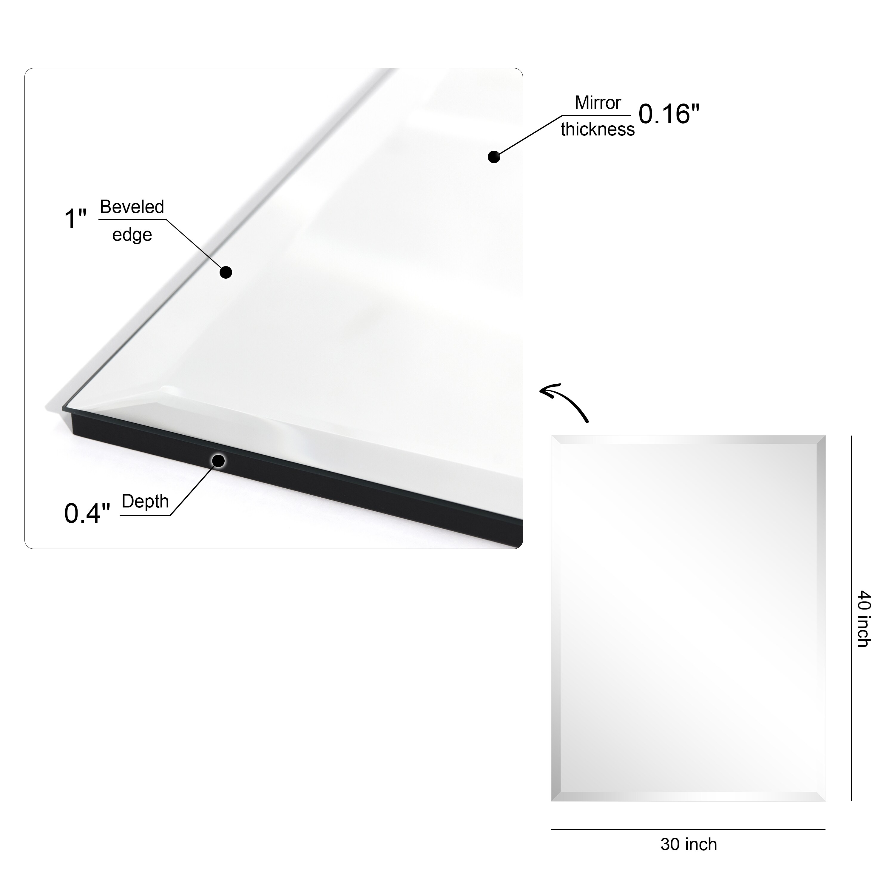 Elegant 30" x 40" Frameless Beveled Prism Rectangular Wall Mirror